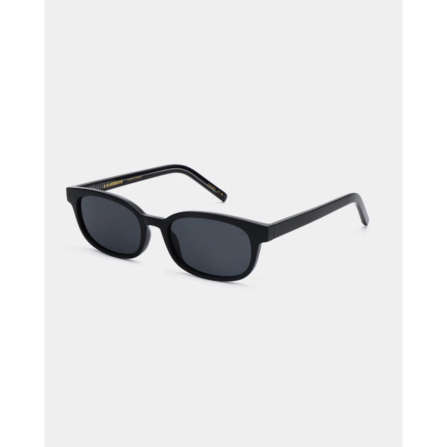 Lunettes de soleil, noires, rectangulaires, en plastique, unies