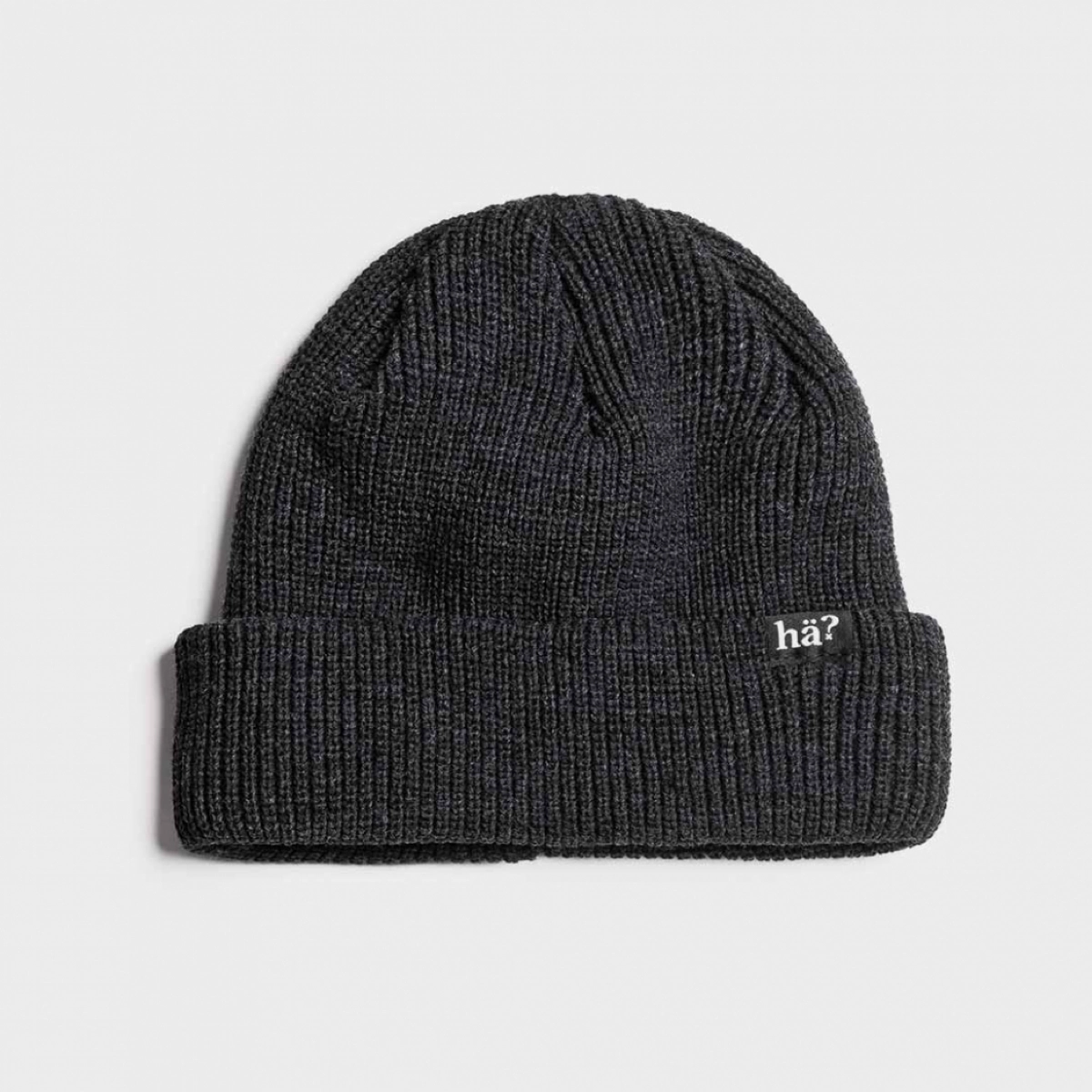 Beanie, Knitted hat, Dunkelgrau, Umgeschlagene Kante, Rippenmuster