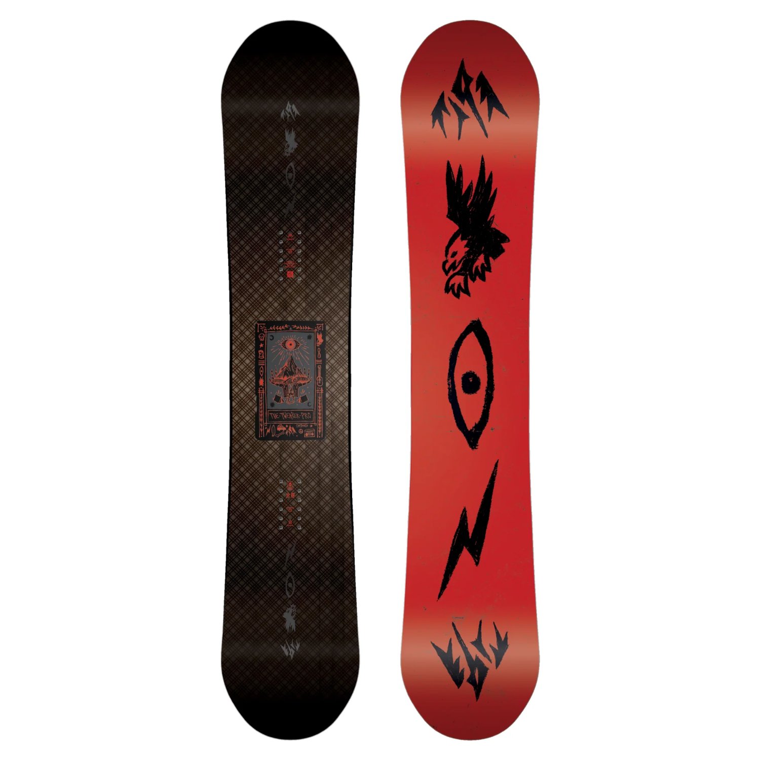 Snowboard, Board, Rot-Verlauf, Schwarze Grafik, Gemustertes Oberflächendesign