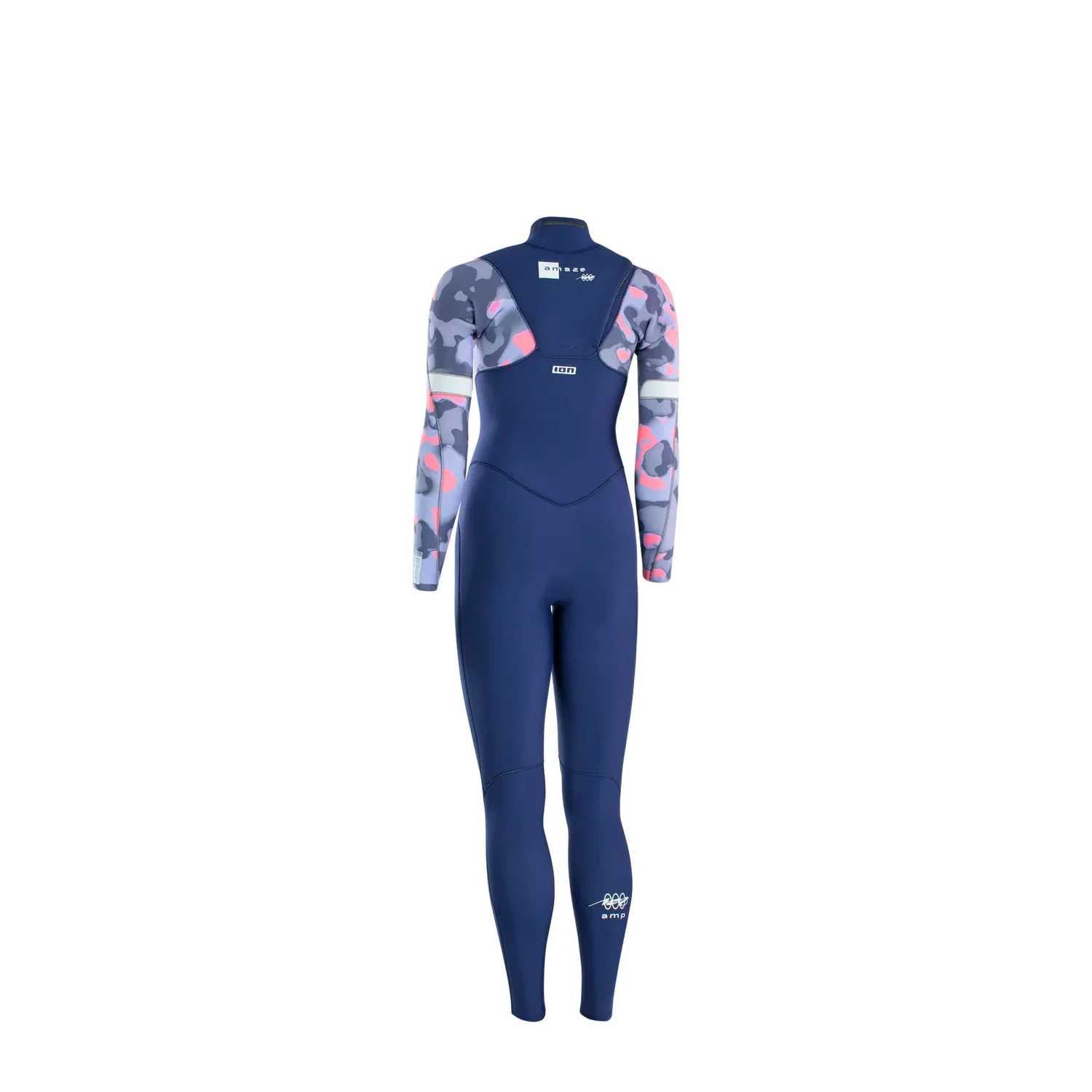 Amaze Amp 5/4 Front Zip Combinaison en néoprène, combinaison à manches longues, bleu marine, motif camouflage, combinaison intégrale