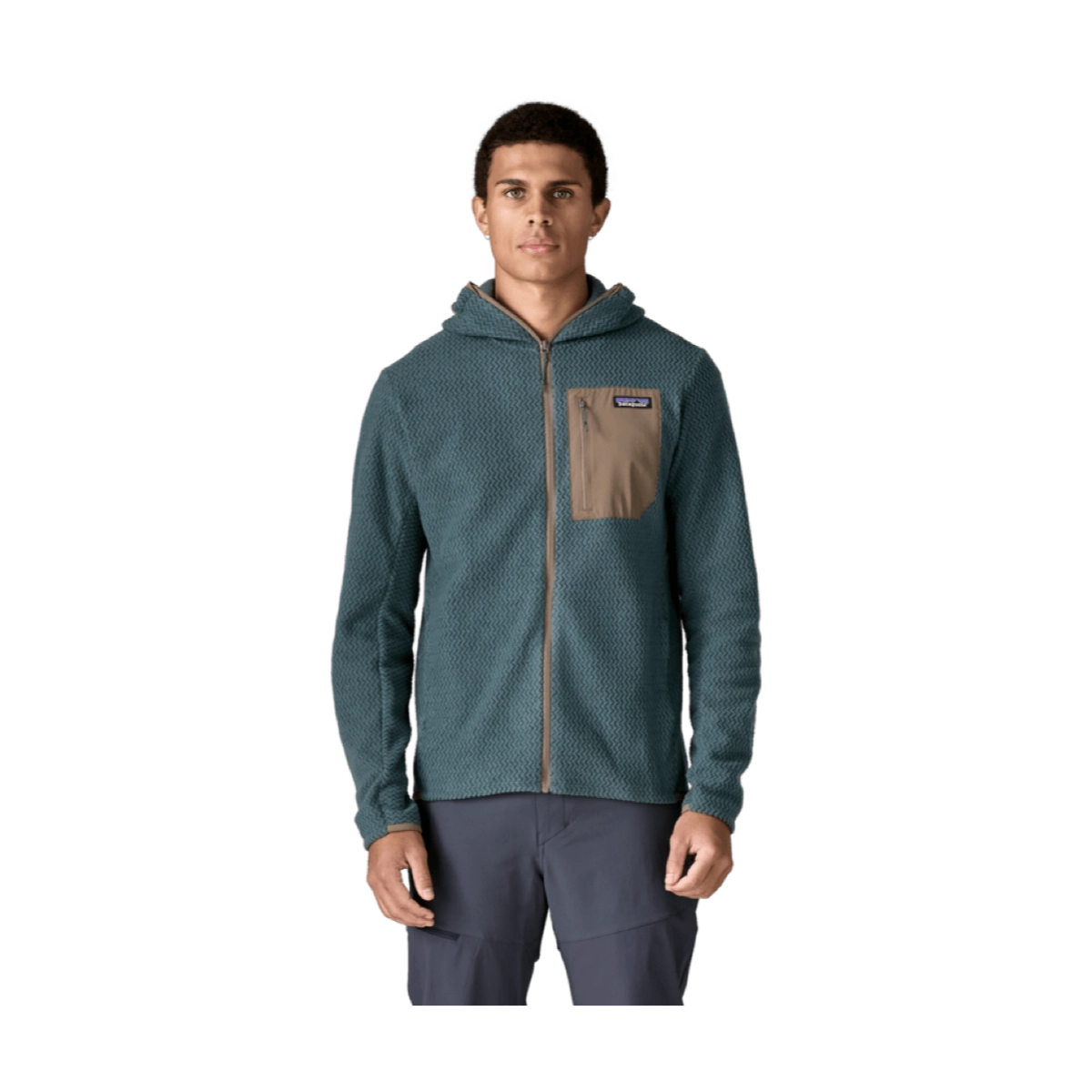 M'S R1 Air Full-Zip Hoody Fleecejacke, Kapuze, Reißverschluss, Tasche, Türkisblau