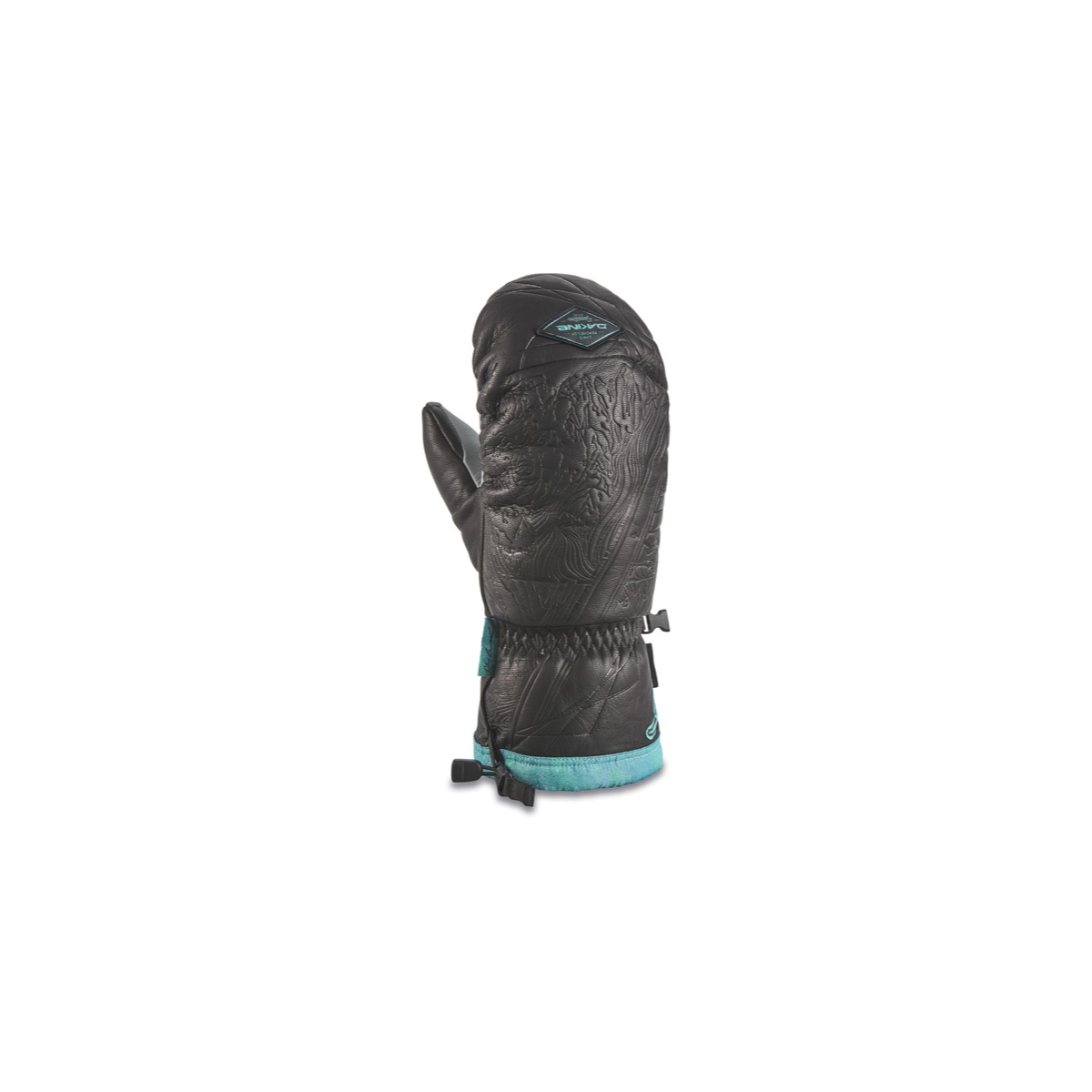 Wintermantel, Mitten, Schwarz, Geprägte Oberfläche, Garnitur/Teal Akzent