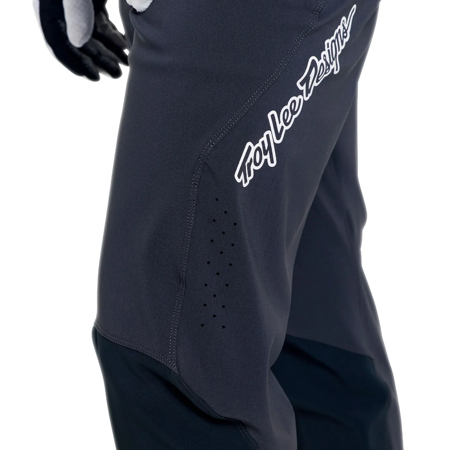 Stage Pant Pantalon de motocross, noir, tissu extensible, aérations, logo Troy Lee Designs