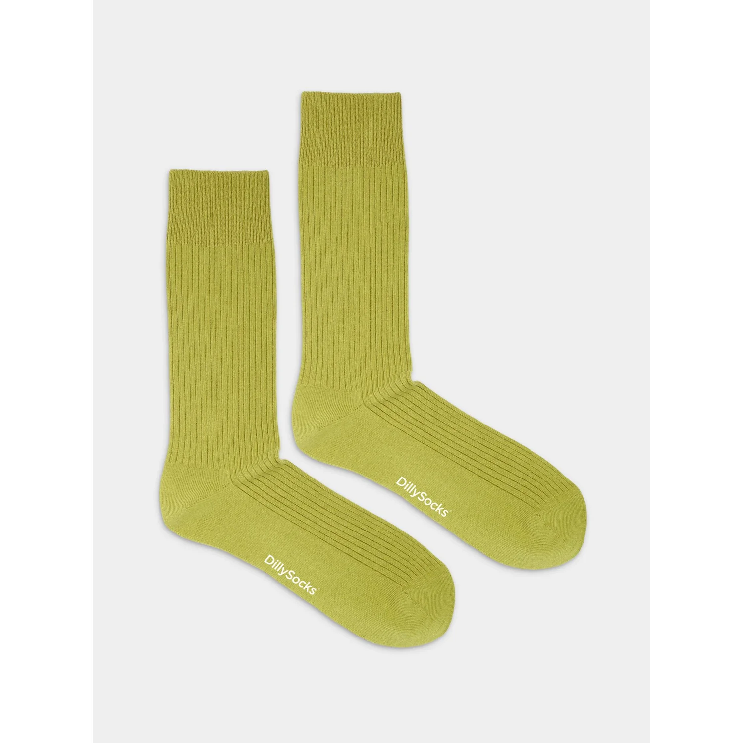 Chaussettes, maille côtelée, vert citron, longueur mollet