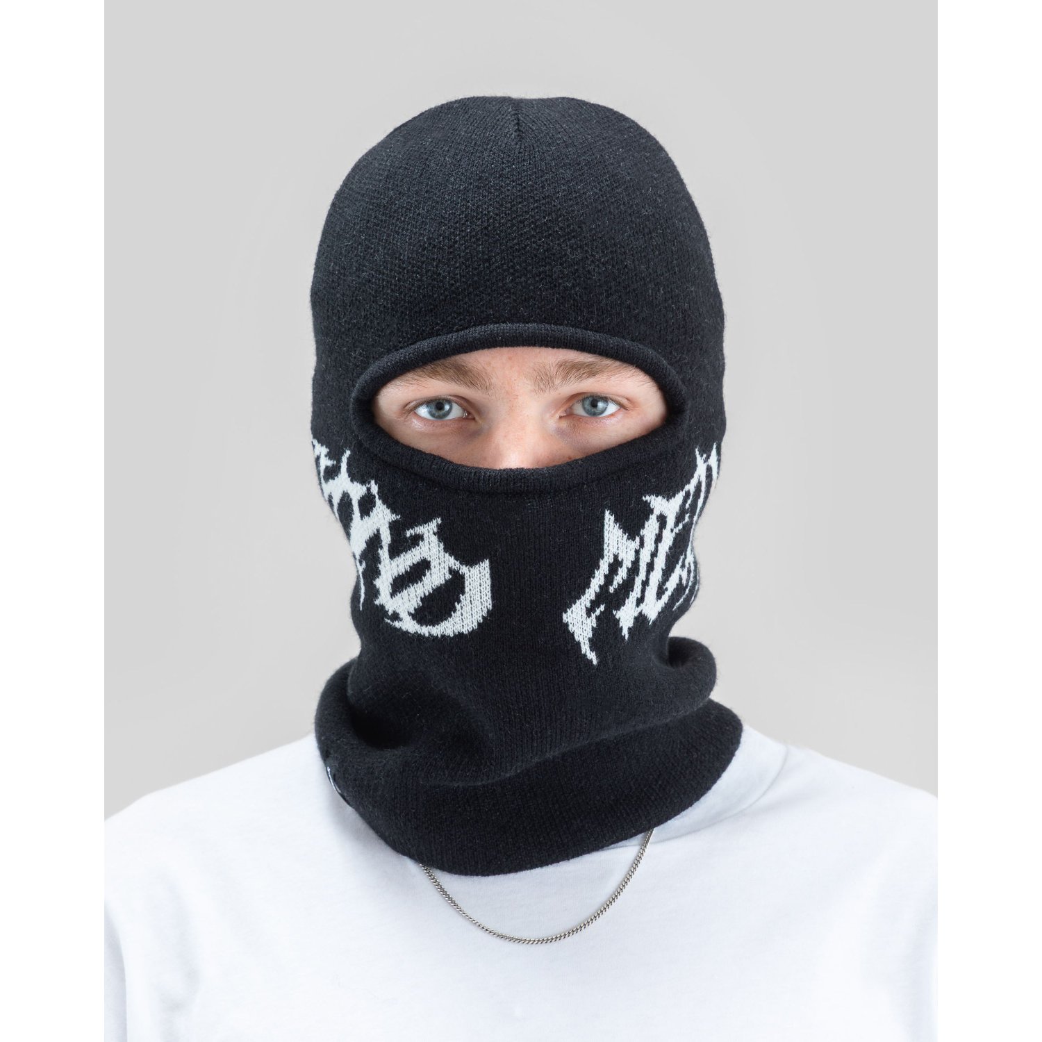 Balaclava, Strickmaske, Winterzubehör, Schwarz, Gemustert