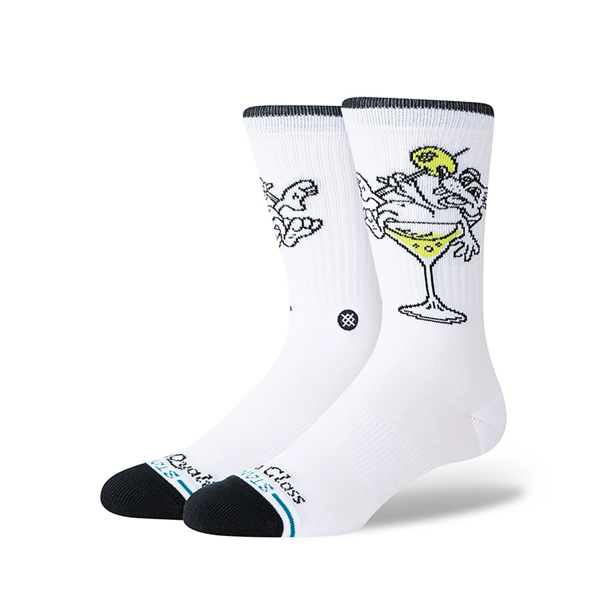 High Quality Low Class Crew Chaussettes, cocktail, motif, blanc, noir