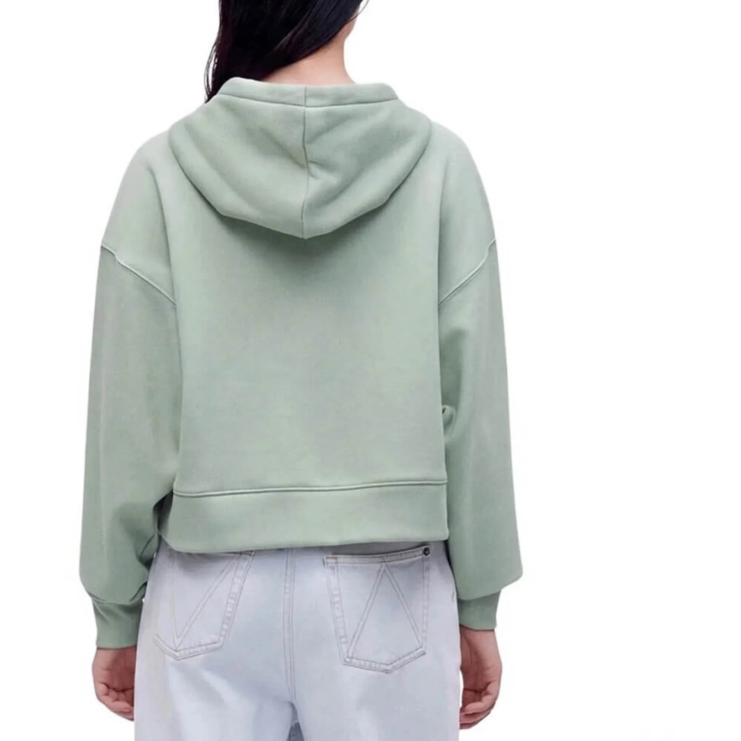 Oakport Zipped Hoodie W Hoodie, Zweiteiliger Look, Denim-Jeans, Oversize-Jeans, Lässige Kapuzenjacke, Hoodie, Hooded jacket, Mint grün, Unisex, Jeans, hoodie, sweatshirt, hooded, back view, pastel green, Kapuzenpullover, Salbeigrün, Kurz geschnitten, Unifarben