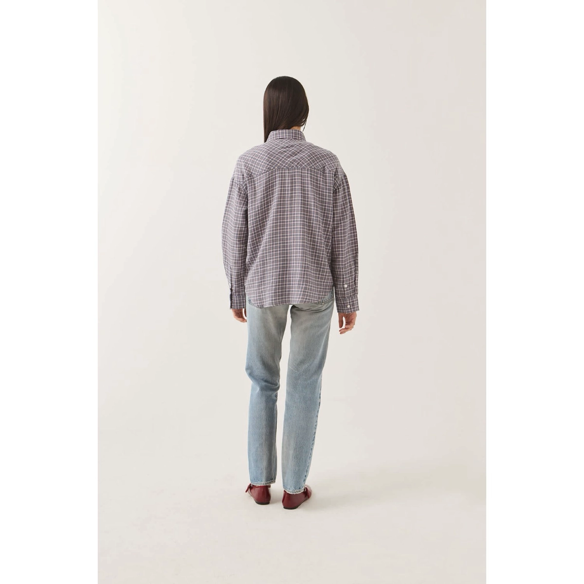 Wayne W Shirt Hemd, Karohemd, Langarm, Oversize, Baumwolle, Hemd, Langarmhemd, Karo, Lila, Jeans