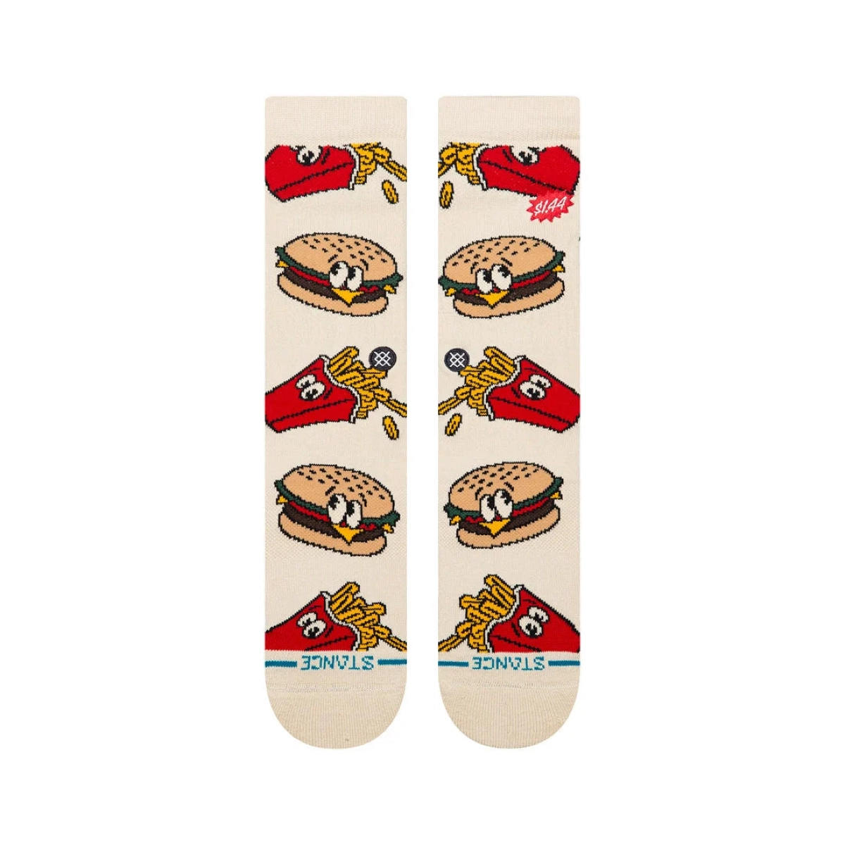 Combo Meal Crew Chaussettes, paire de chaussettes, motif hamburger, chips, fibres synthétiques