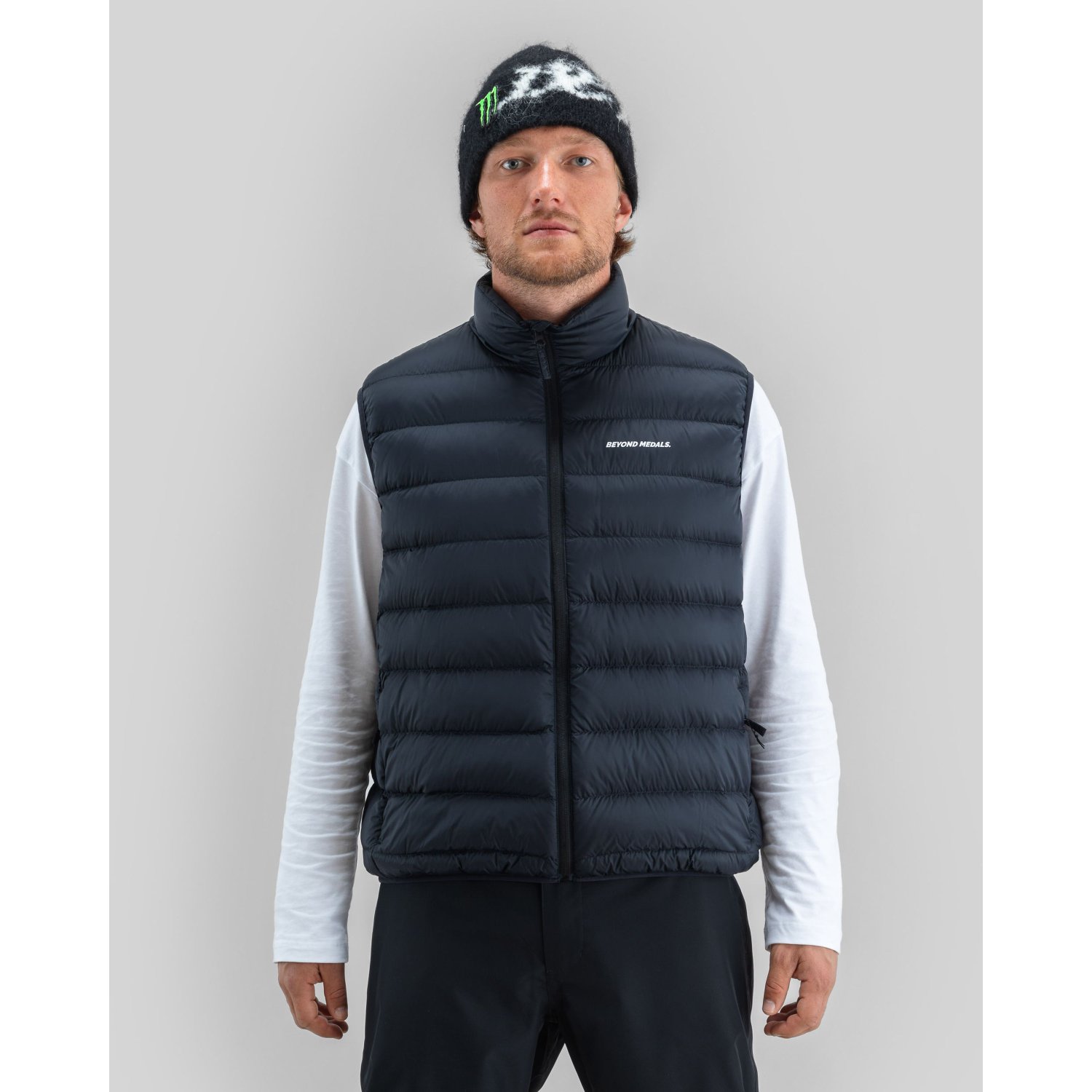 Packable Down Vest Steppweste, Daunenweste, gepresste Weste, Vorderseite Reißverschluss, marineblau