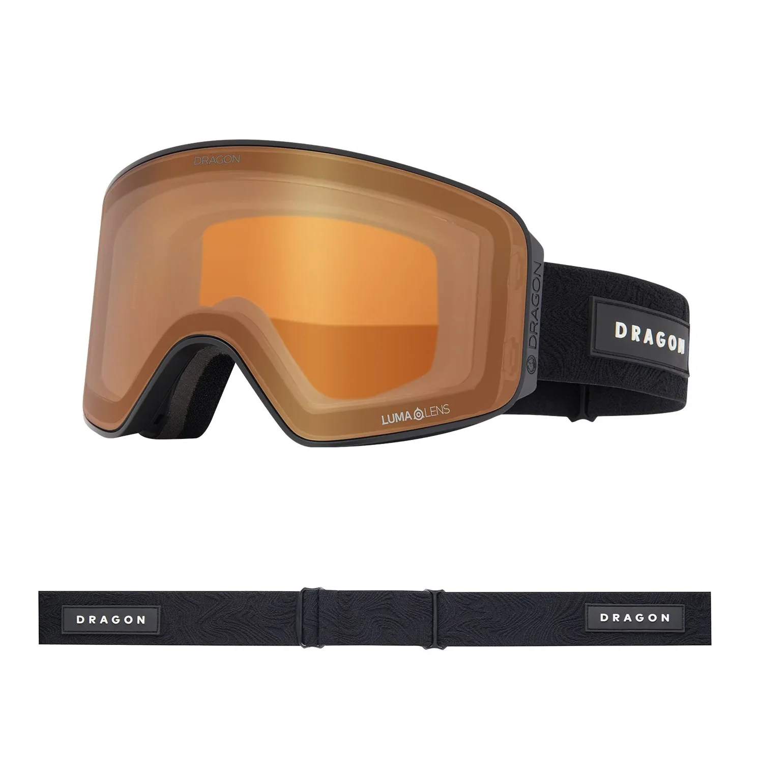 NFX Mag OTG Skibrille, orangefarbene Scheibe, schwarzes Band, rahmenloses Design, verspiegelte Scheibe