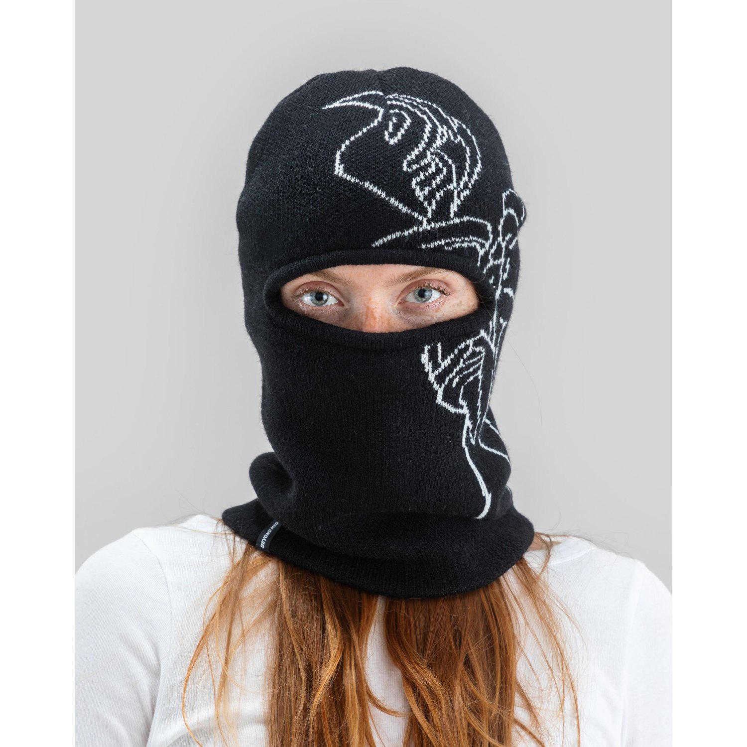 Balaclava, strickt, Schwarz, Muster, Gesichtsbedeckung