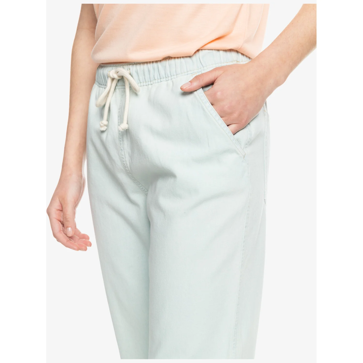 Damenhose, hellblau, elastischer Bund, Kordelzug, Seitentaschen