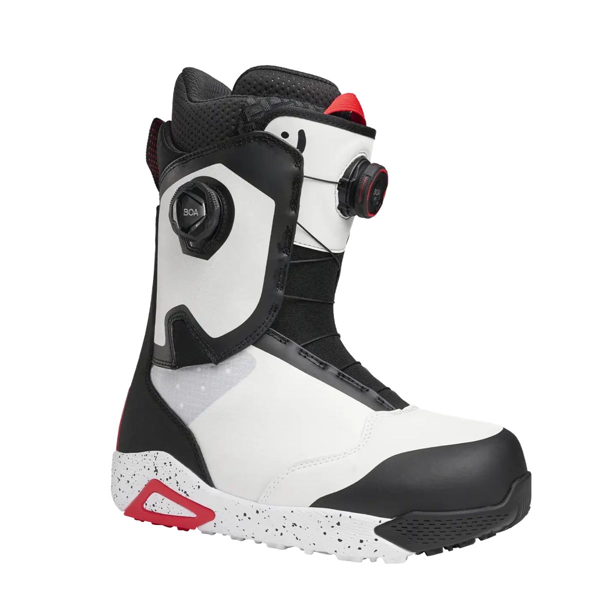 Chaussures de snowboard, noir-blanc-rouge, molette BOA, coupe mi-haute, soutien de la cheville, chaussures d'hiver, chaussures de snowboard, laçage, molette BOA, noir-blanc