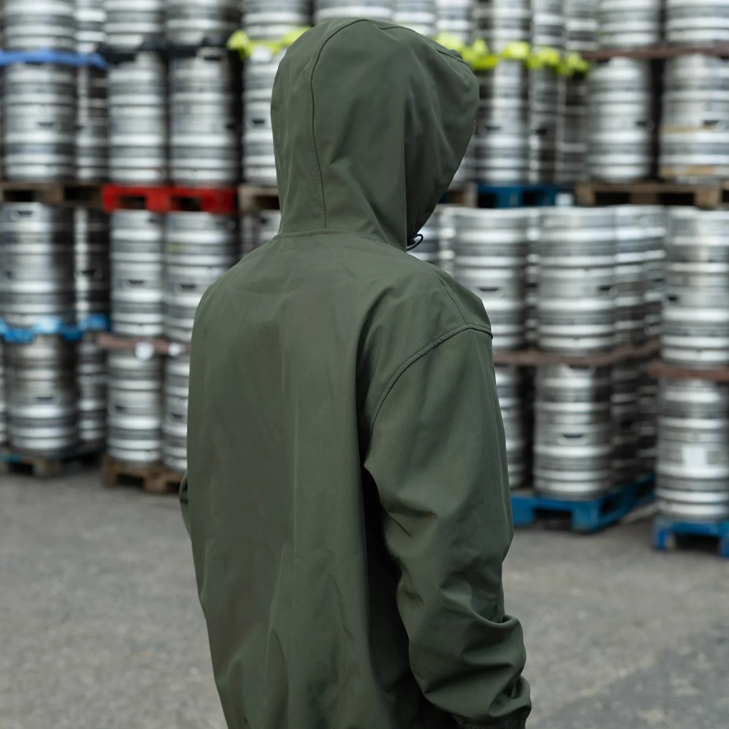 Kapuzensweatjacke, Olivgrün, Lange Ärmel, Kordelzugkapuze