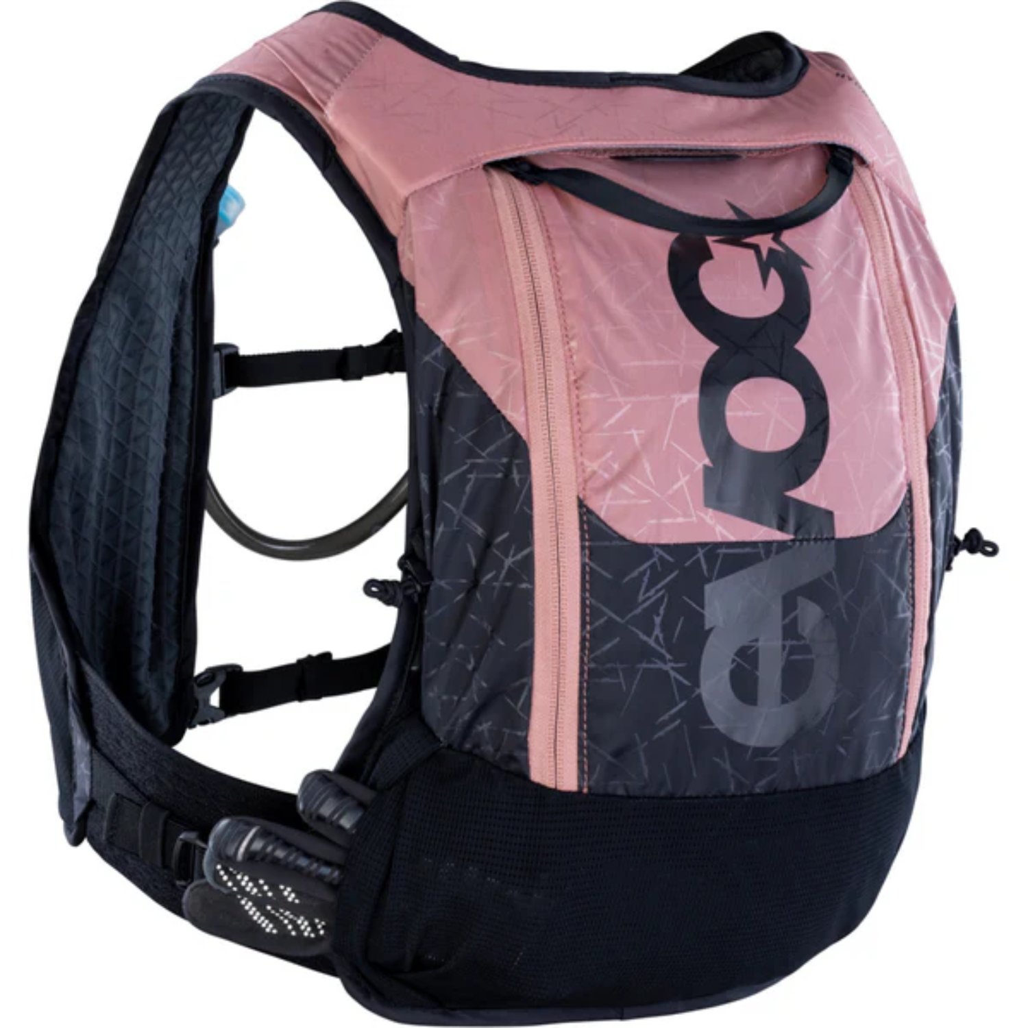 Rucksack, Wander-/Aktivrucksack, rosa-schwarz, Frontzipper, Tragegurte