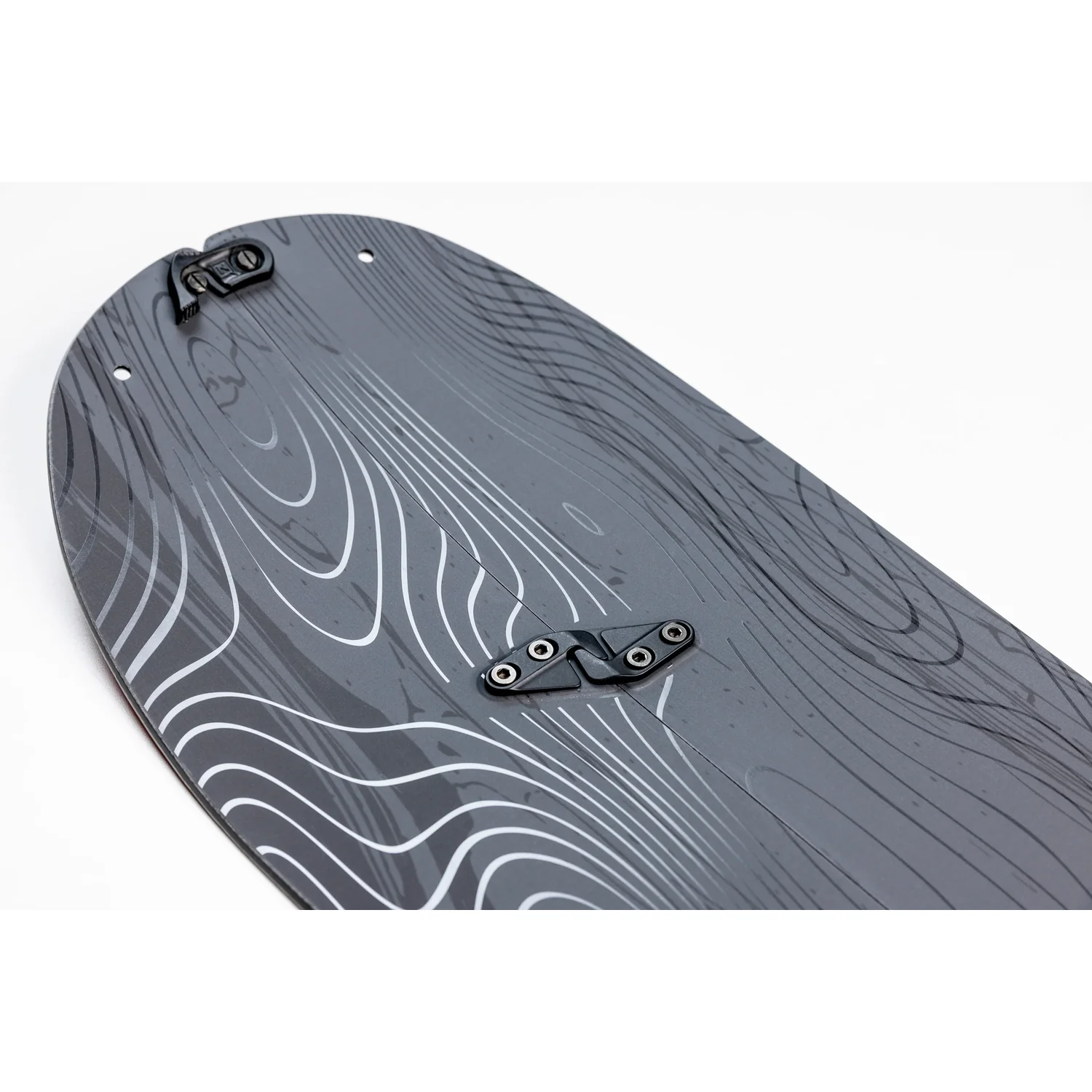 Splitboard, grau, Wellenmuster, Metallclips, Bohrungen