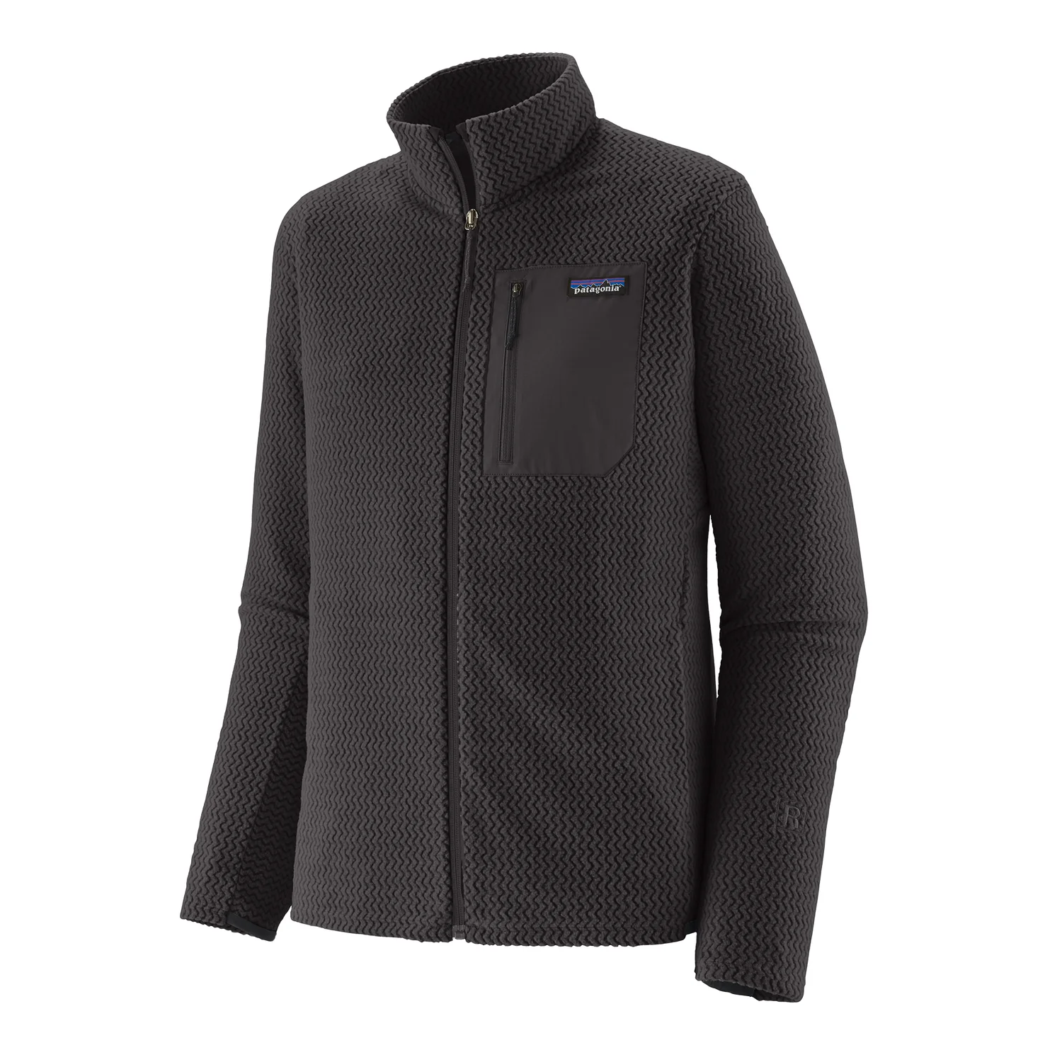Veste polaire, anthracite, motif texturé, fermeture éclair, poche poitrine