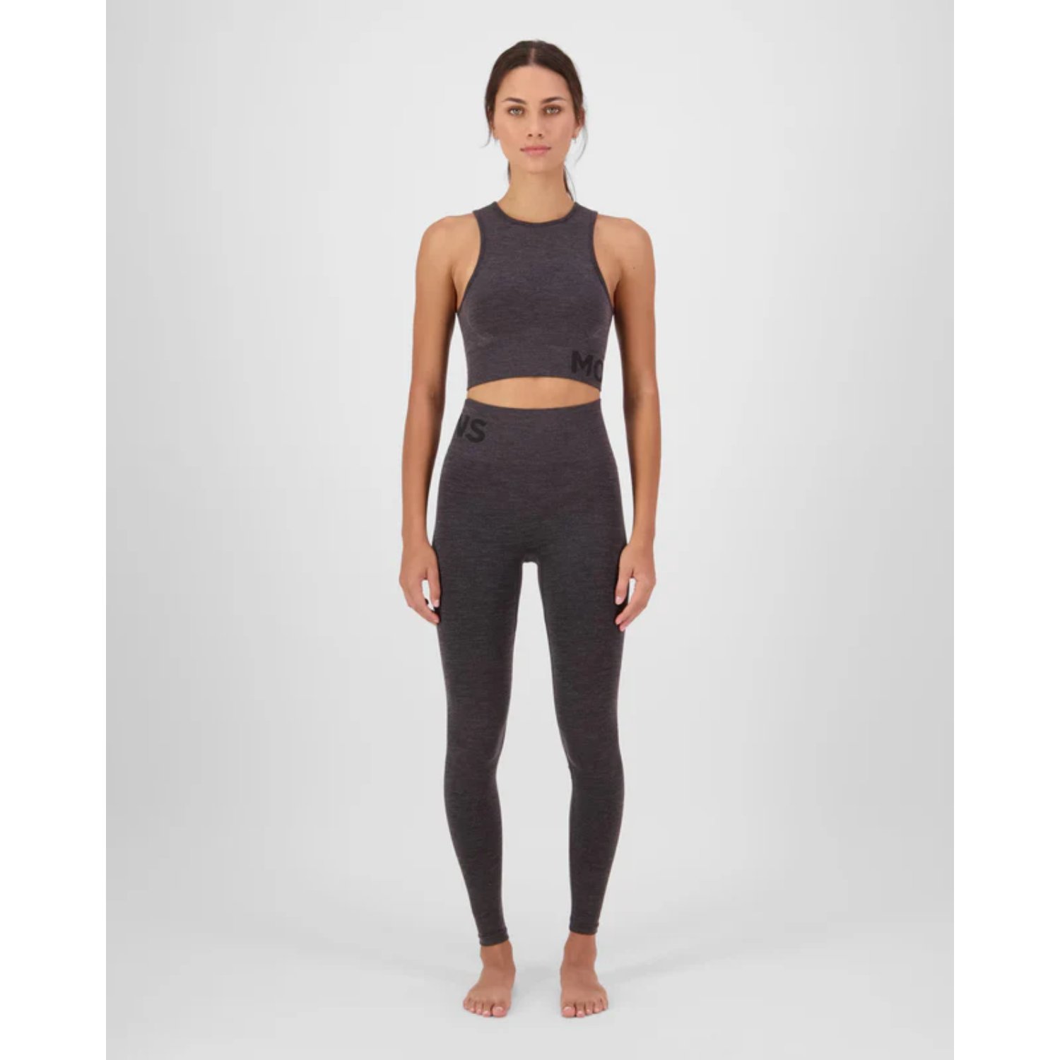 Solace Merino Seamless Leggins Workout-Set, Sport-BH, Leggings, Stretch, Dunkelgrau