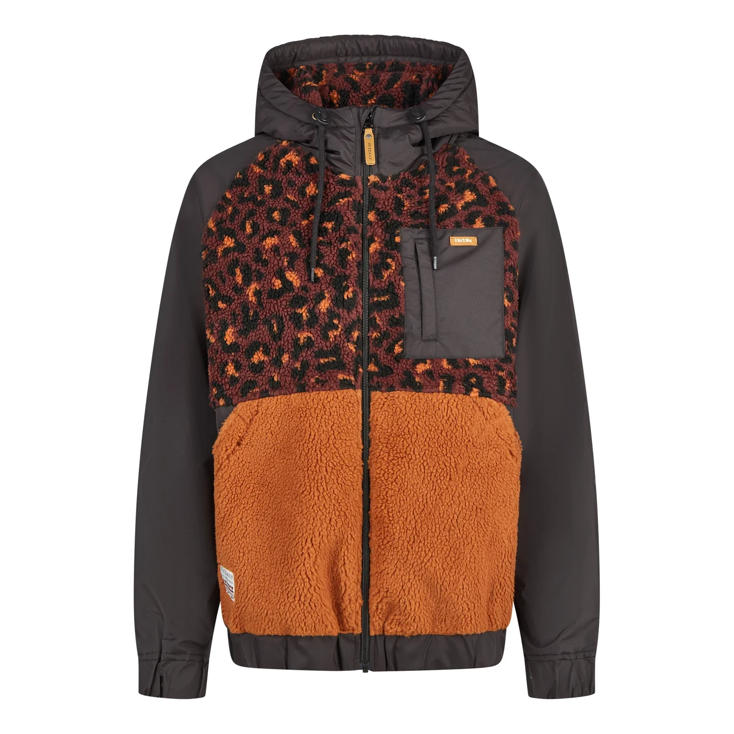 Arctikmix 2.0 Jacket Veste à capuche, polaire Teddy, fermeture éclair, poche poitrine, motif à blocs de couleur