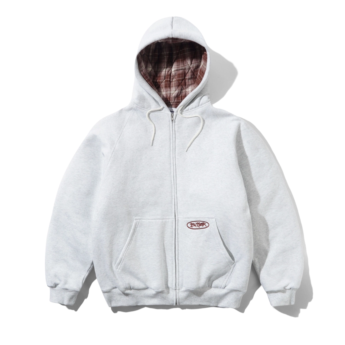 Hoodie, Reißverschluss-Hoodie, Grau, Kängurutasche, Logo-Flicken, Hoodie, Zip-Hoodie, Kapuzenpullover, Gefütterte Innenseite, Grau
