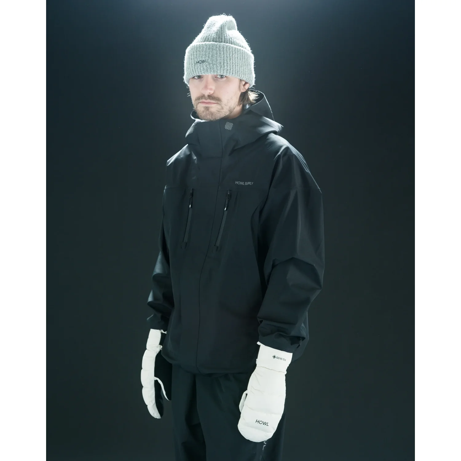 Down Gore-Tex Mitt Veste d'hiver, veste à capuche, softshell, bleu foncé, gants, veste de ski, noire, capuche, poches poitrine zippées