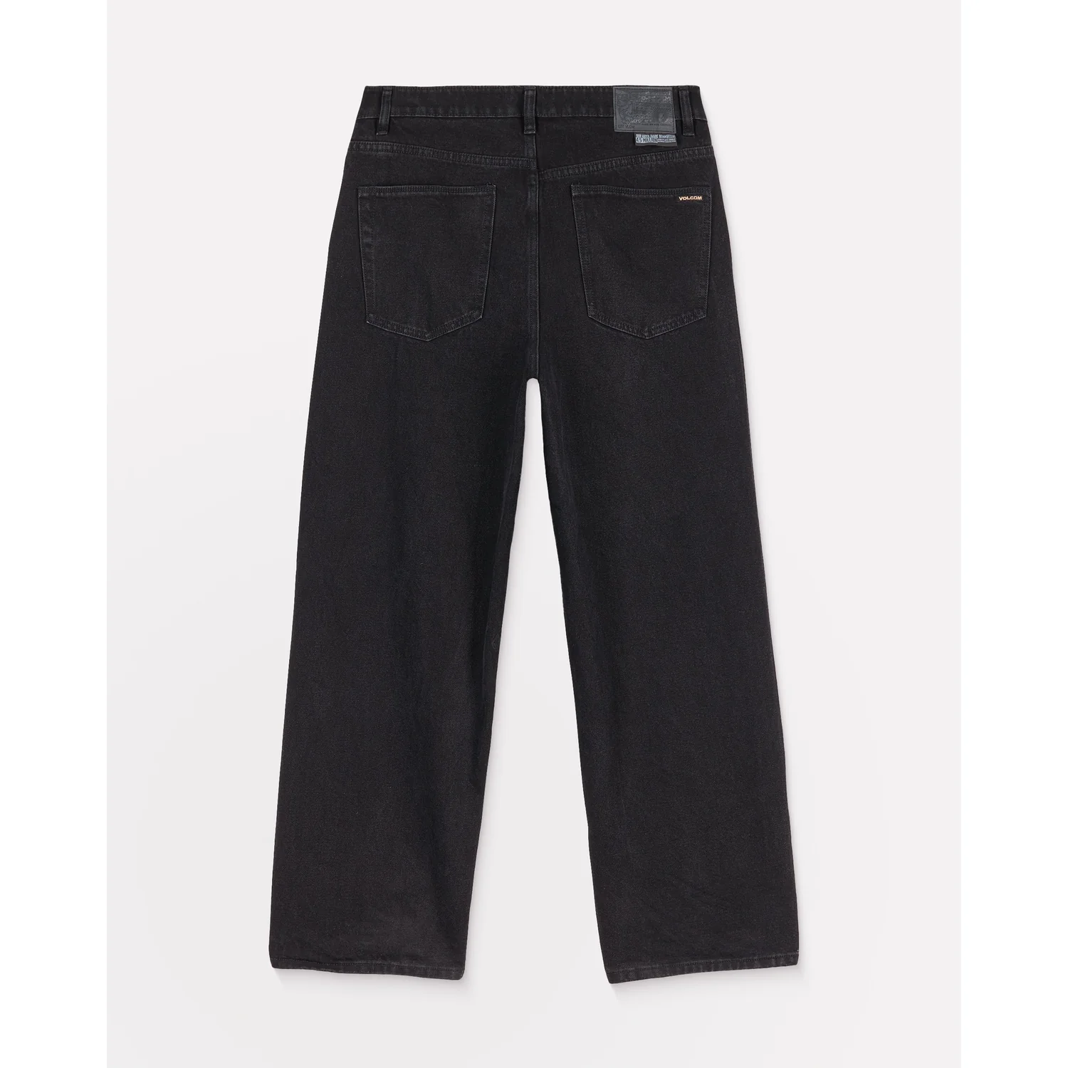 Billow Denim Jeans, Schwarz, Denim, Weites Bein, Gesäßtaschen