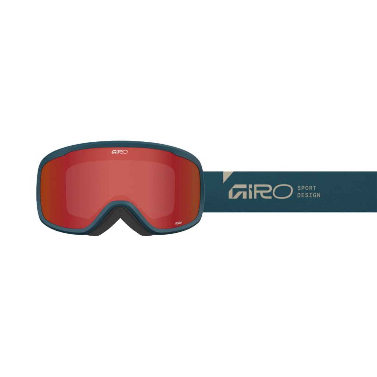 Schneebrille, Rote Linse, Blaues Gestell, Gummizugband, Sportliches Design