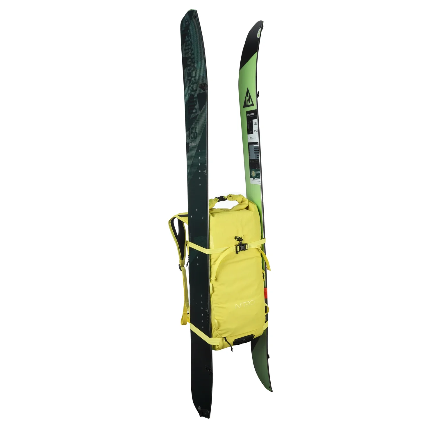 Splitpack 30 Skitourenrucksack, Ski-Tragesystem, gelb, Befestigungsgurte, Ski