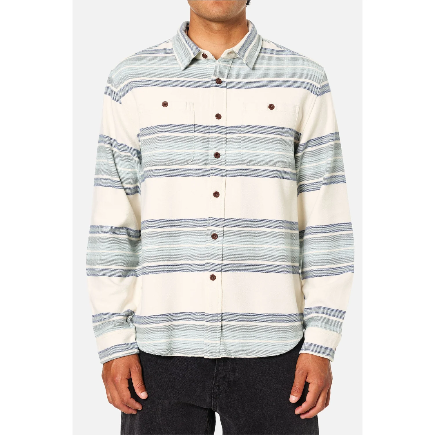 Sierra Flannel Herrenhemd, Langarmhemd, Streifenmuster, Knopfleiste, Brusttaschen