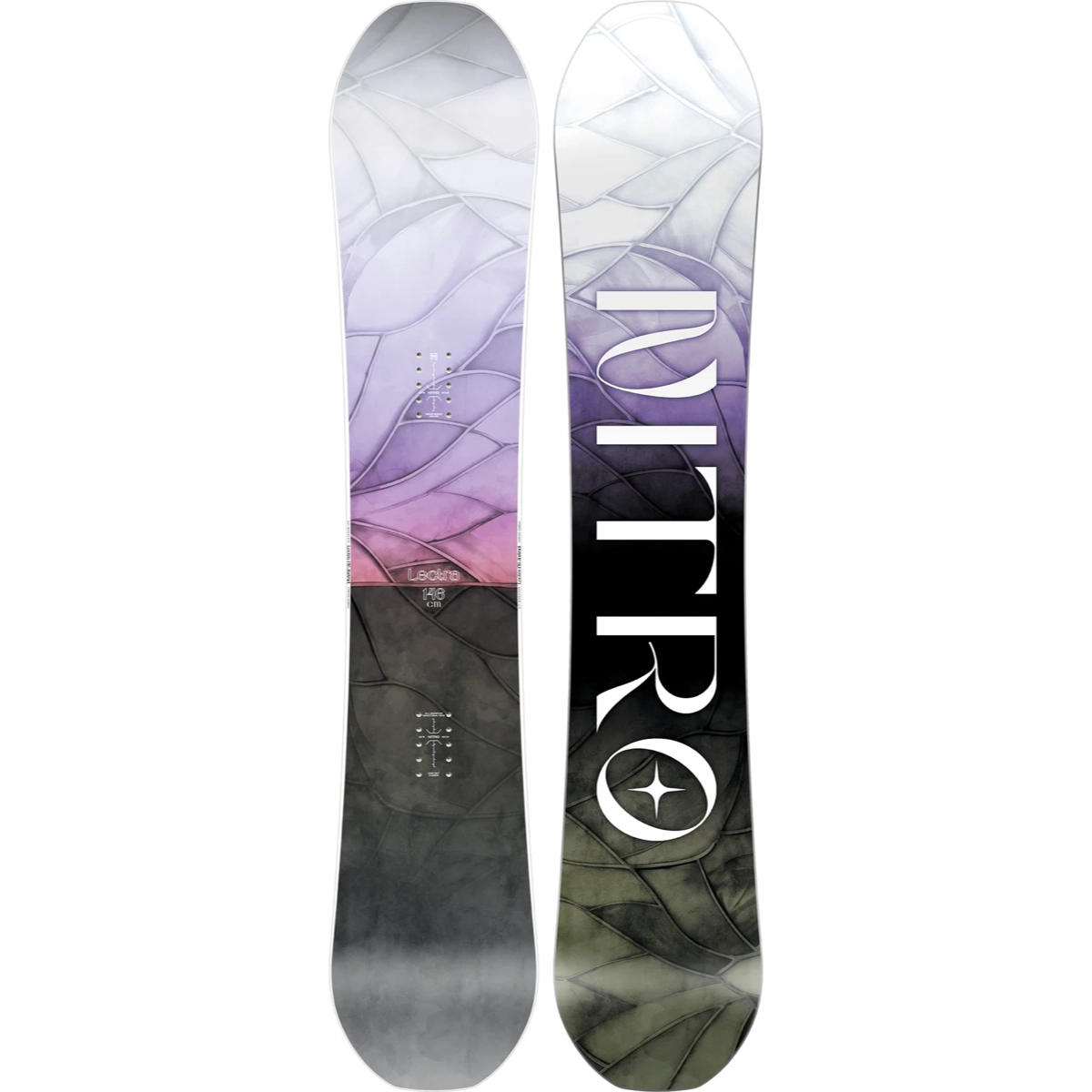 Snowboard, Lila Gradient, Gemustertes Oberflächenmaterial, Breite Grafik, Größe 146 cm, snowboard, grafik, verlauf, paar, brett