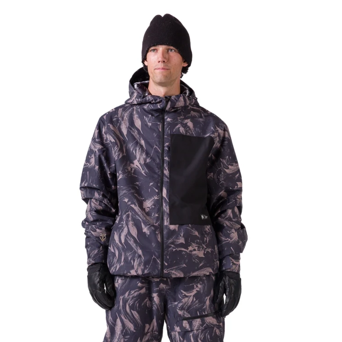 Rankin Jacket Veste d'hiver, motif camouflage, veste à capuche, fermeture éclair, poche en plastique, veste d'hiver, manteau en duvet, motif camouflage, capuche, motif marron-taupe