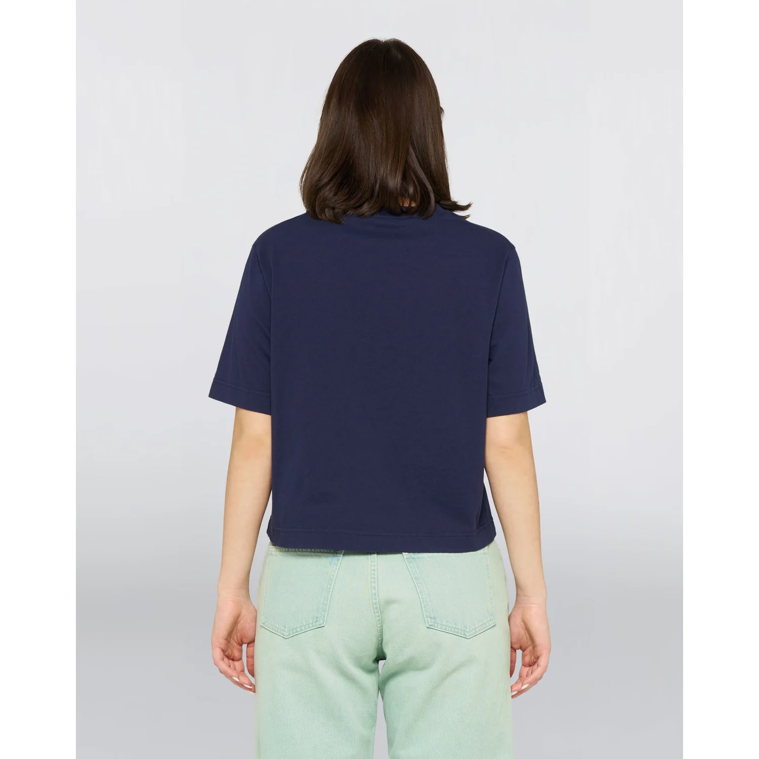 W' Ongaku T-Shirt Damen-T-Shirt, Marineblau, Kurzarm, Rundhalsausschnitt, Lockere Passform