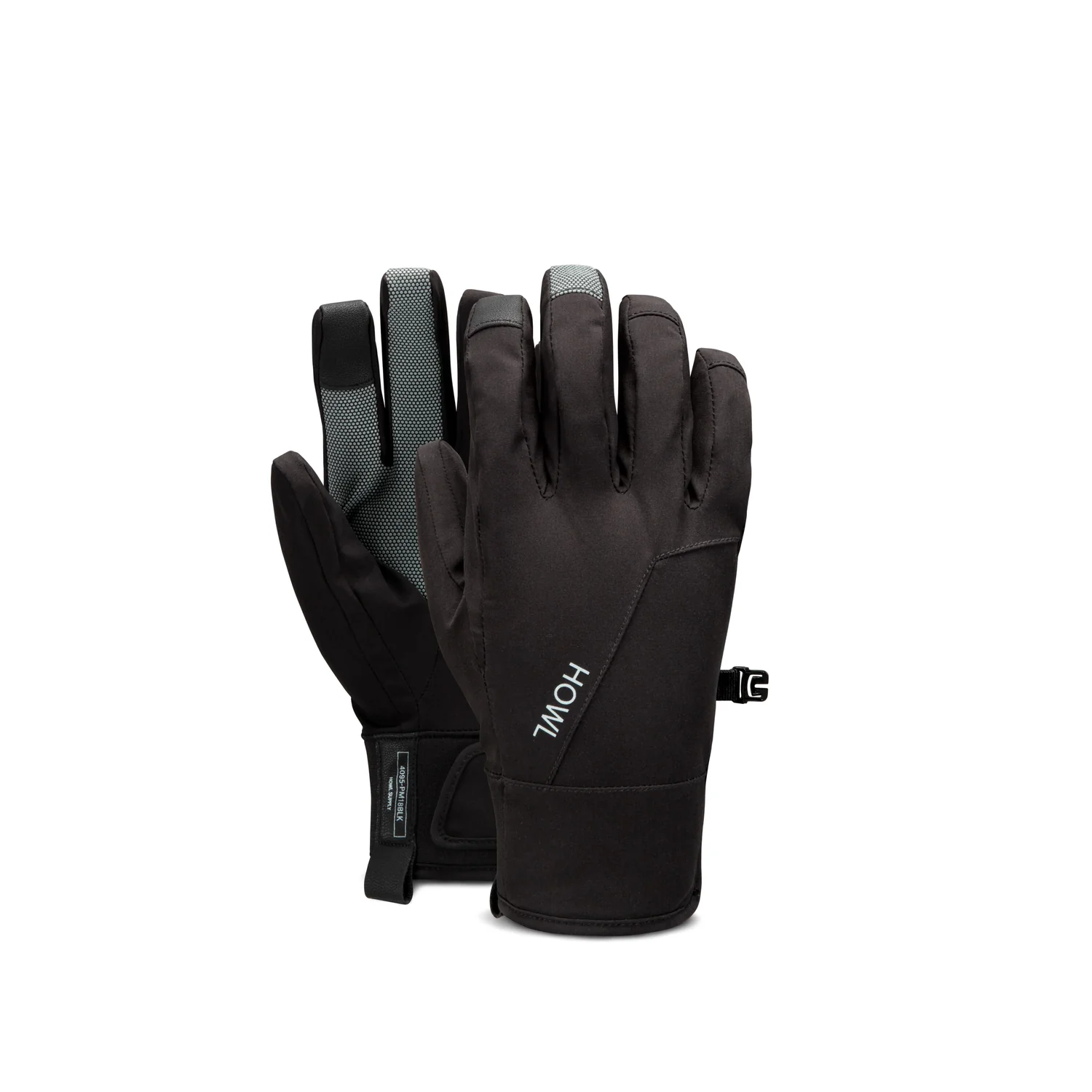 Skihandschuhe, schwarz, Touchscreen-Fingerspitzen, Strukturierte Handfläche, Verstellbare Manschette