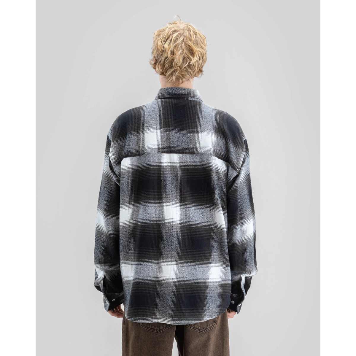 Plaid, Flannel, Shirt, Rückenansicht, Mustermix, Flanellhemd, Oversized Hemd, Plaid Muster, Wollmix, Langarmhemd