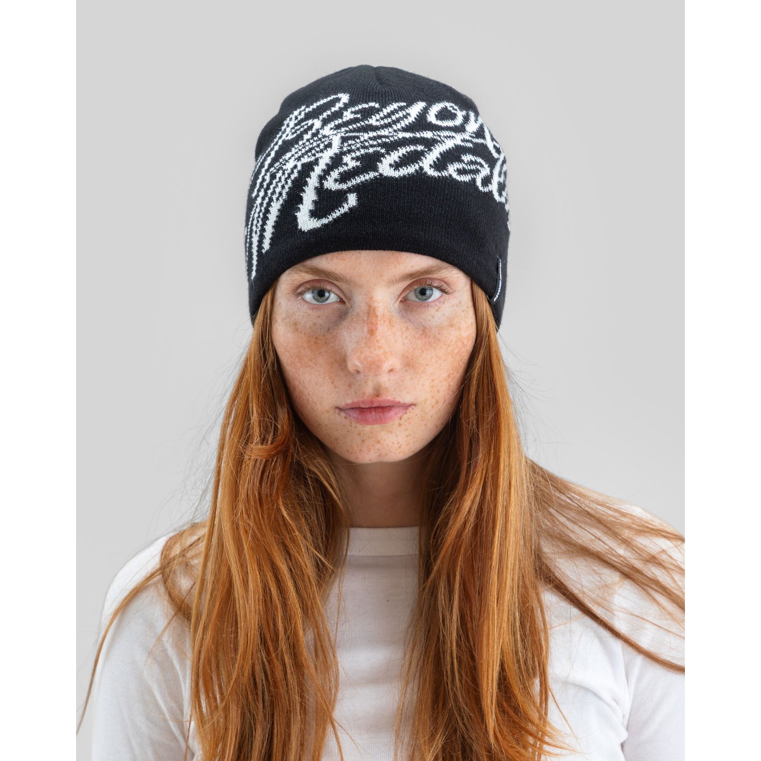 Bonnet, bonnet en tricot, noir, motif, décontracté