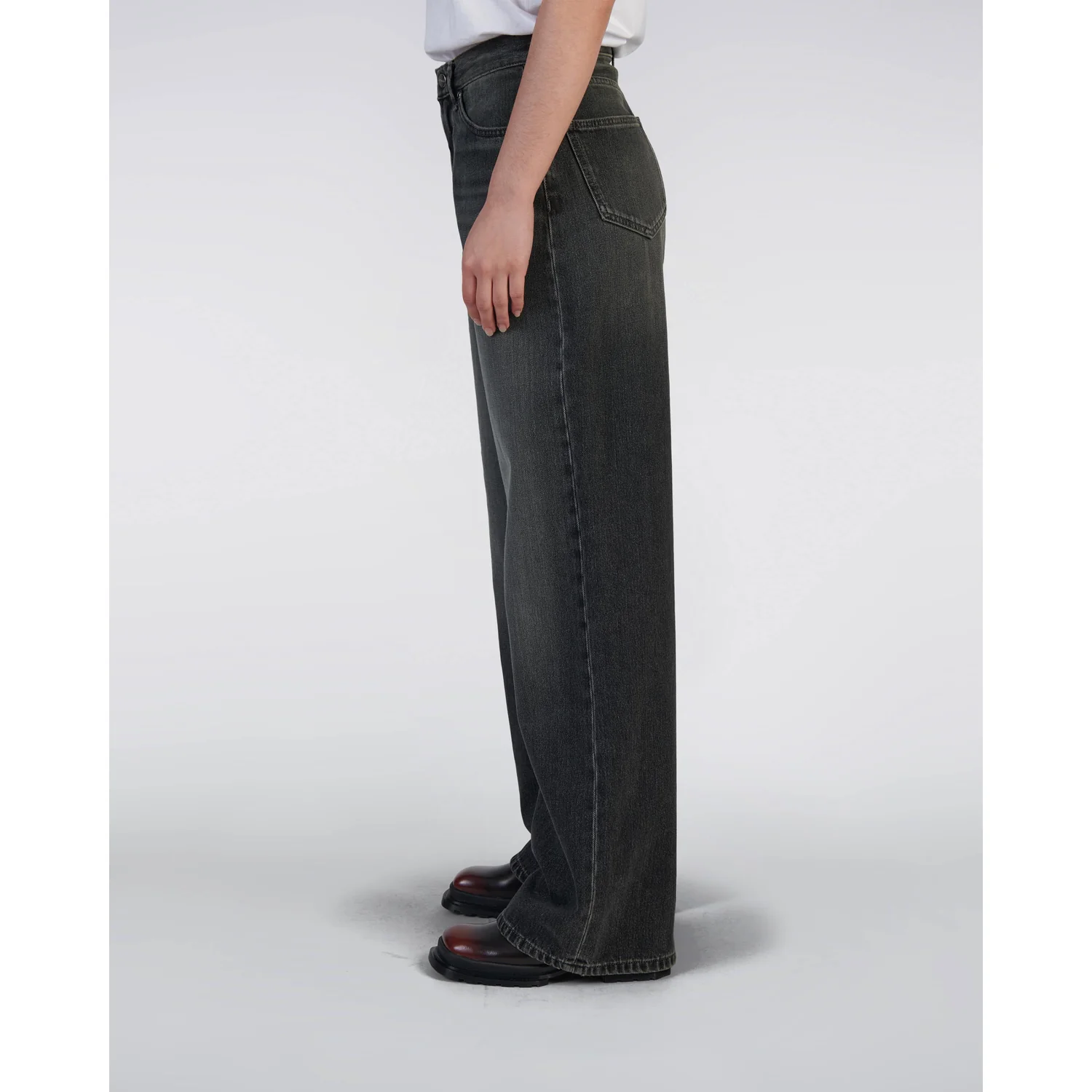 Jeans, Weite Beine, Schwarz, Denim, Hoher Bund