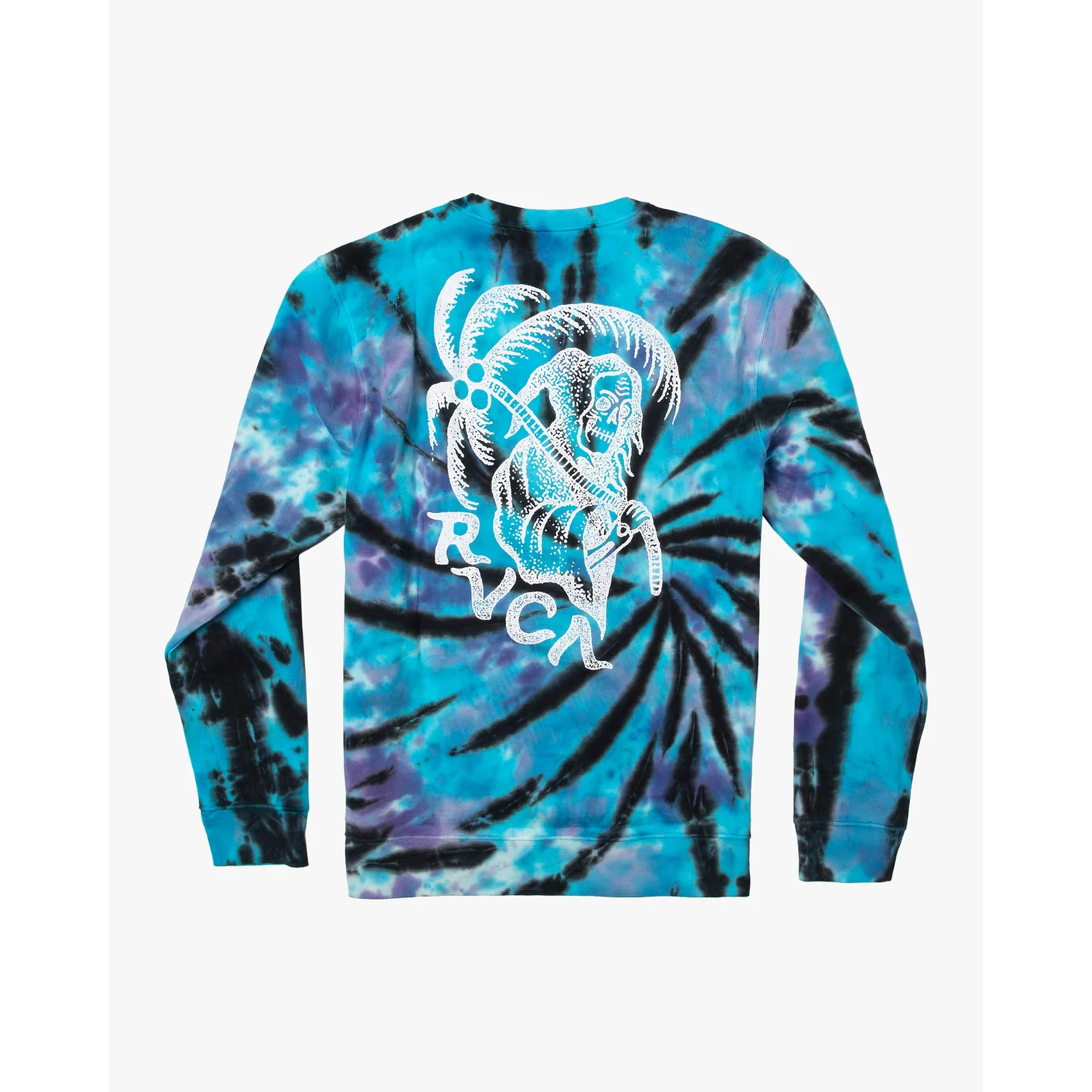 Langarmshirt, Batikmuster, Türkis, Rundhalsausschnitt, Rückendruck