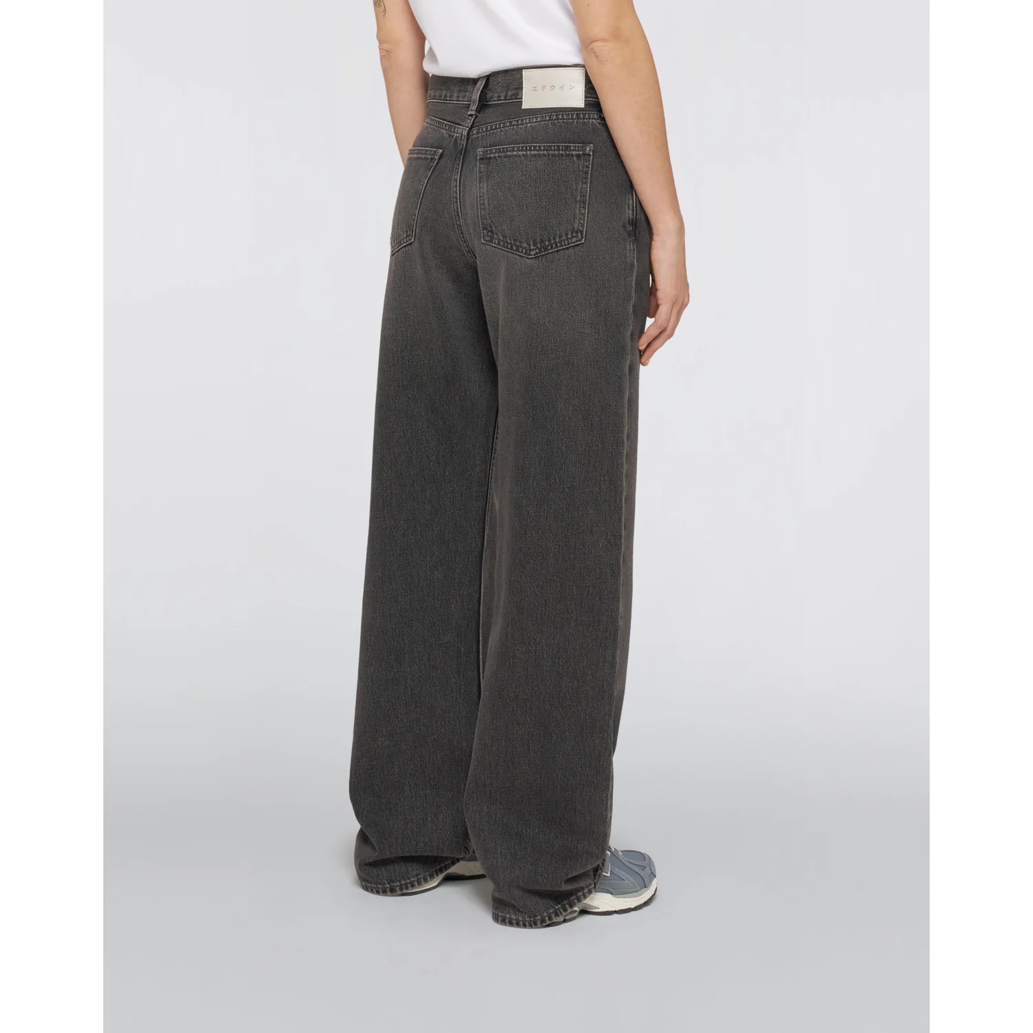 W' Lexie Pant Jeans, Dunkelgrau, Weites Bein, Hoher Bund, Denim