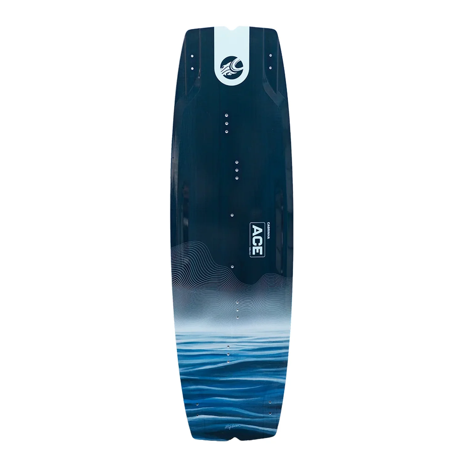 Ace Twin Tip Board Kiteboard, planche de sports nautiques, bleu foncé, motif ondulé, trous de montage