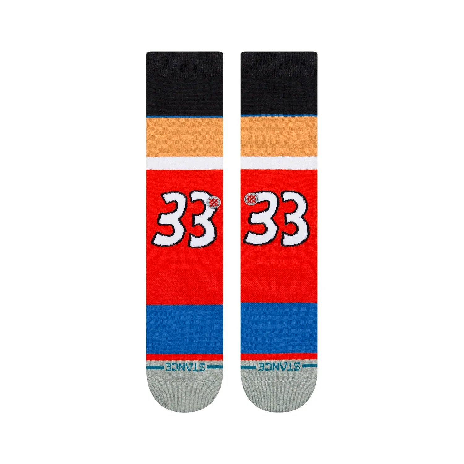 Gerald Crew Chaussettes de sport, rayées, rouge et bleu, taille 33, longueur cheville
