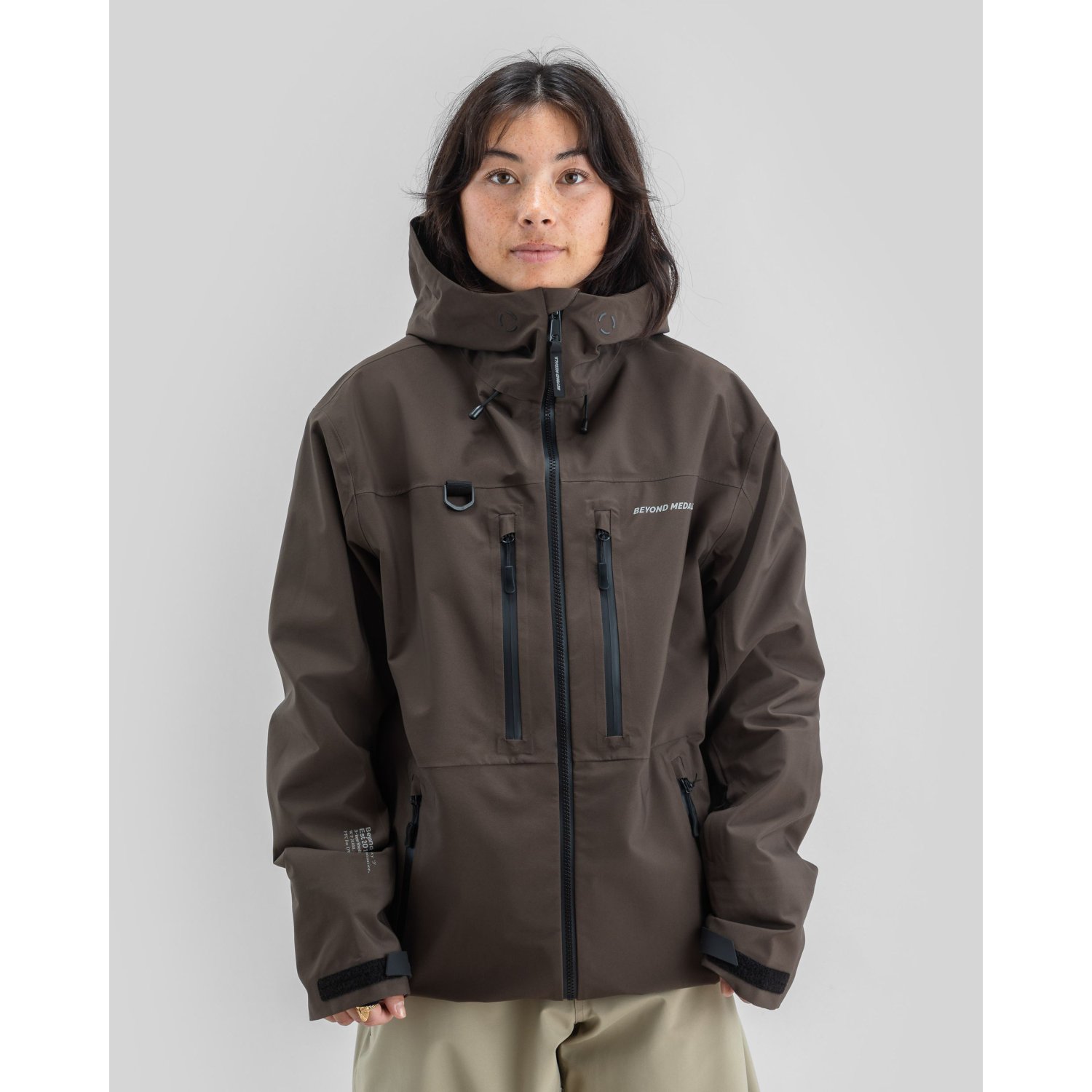jacke, softshell, braun, haut-kapuze, wasserdicht