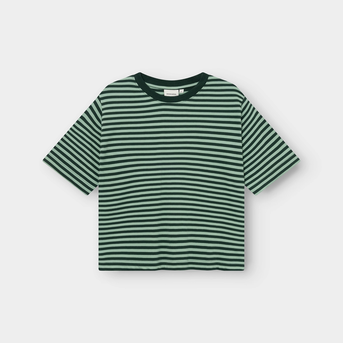 T-shirt Vadstena Stripes T-shirt, rayures, manches courtes, vert, haut rayé, T-shirt, rayures, manches courtes, coton, vert-noir