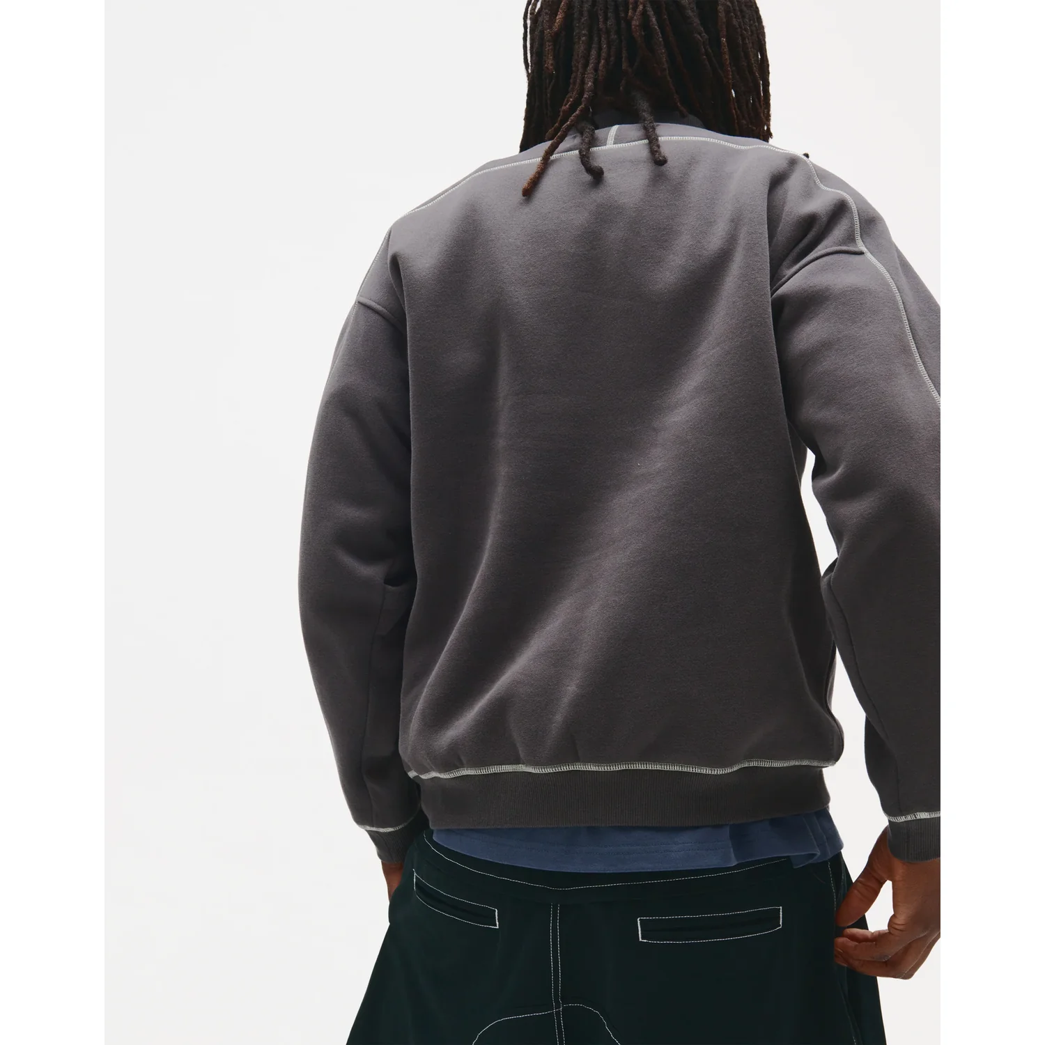 Sweatshirt, Rundhalsausschnitt, Dunkelgrau, Kontrastnähte, Rippbündchen