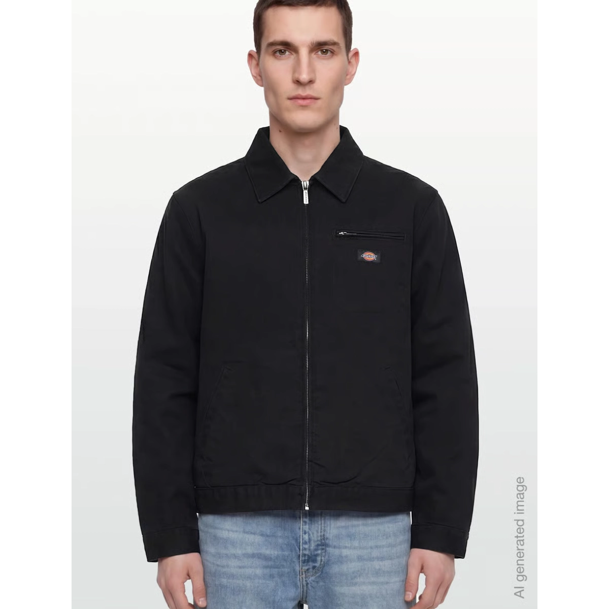 Veste, fermeture éclair, noire, veste pour homme, poche poitrine