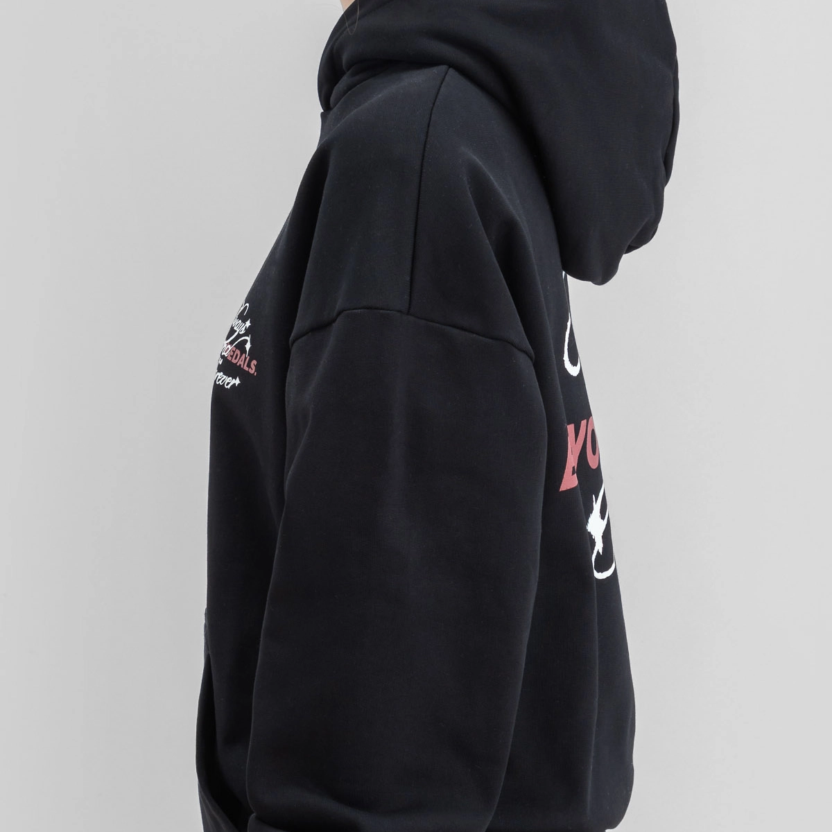 Forever Hoodie Sweat à capuche, sweat à capuche noir, pull, détails logo, manches longues
