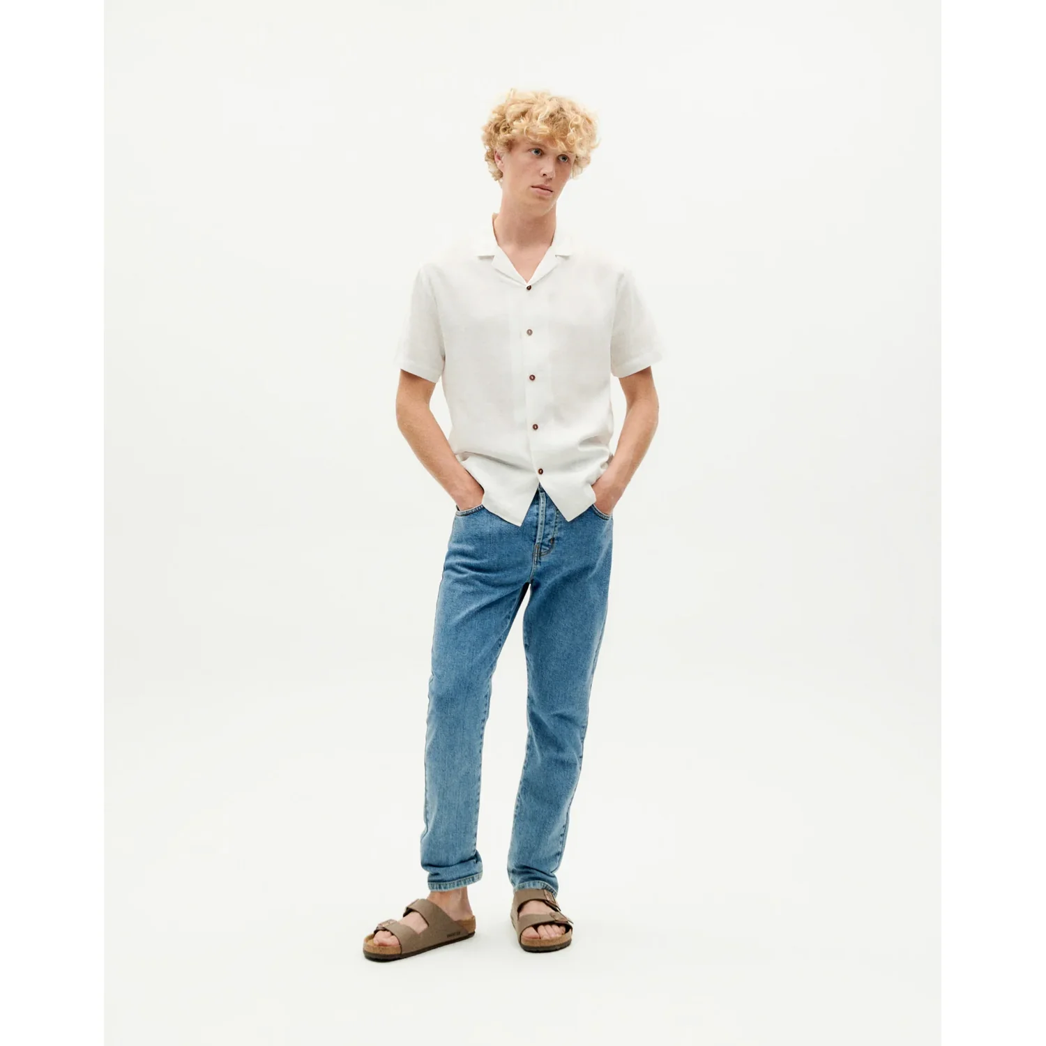 Hemp Jules Shirt Herrenhemd, Kurzarmhemd, Cremeweiß, Knopfleiste, Offener Kragen