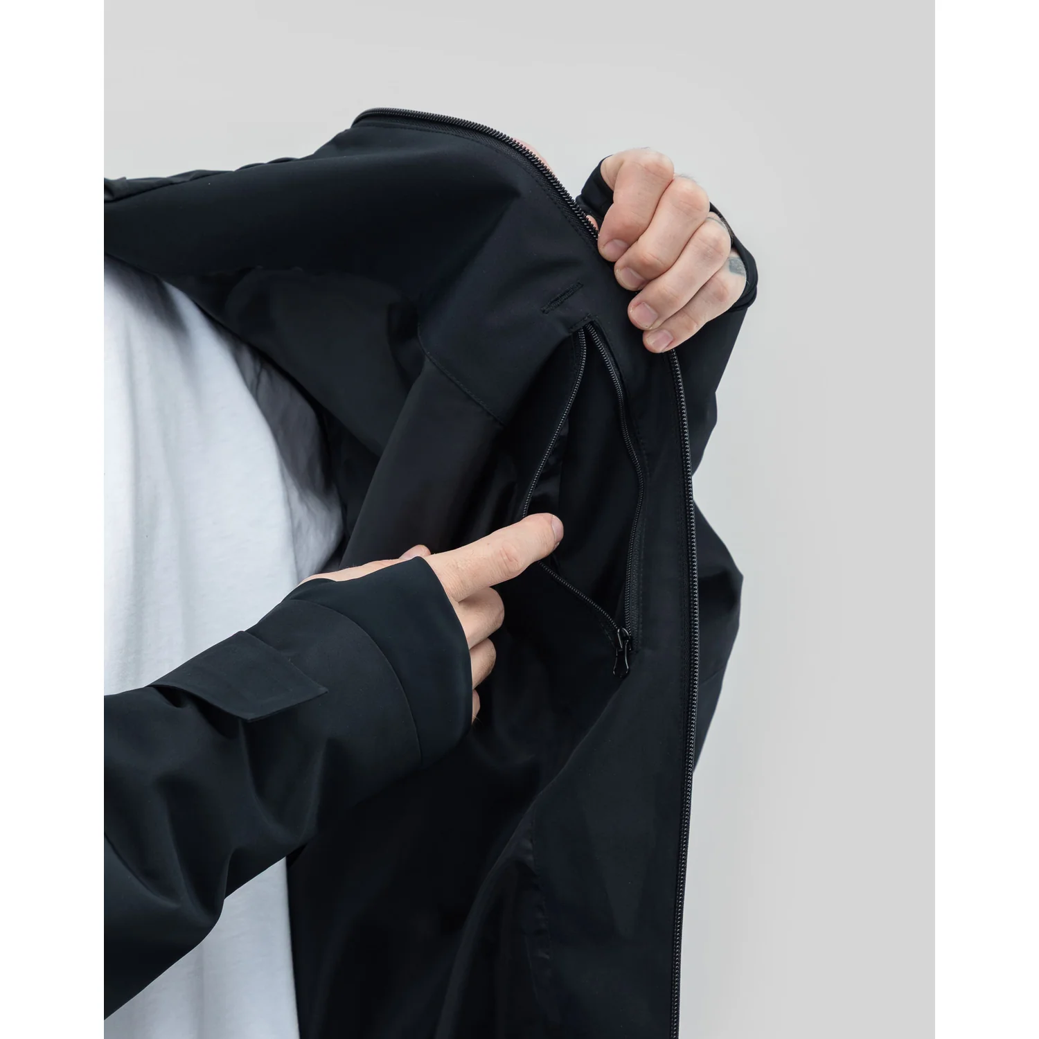 Jacke, Schwarz, Reißverschluss, Innentasche, Langarm