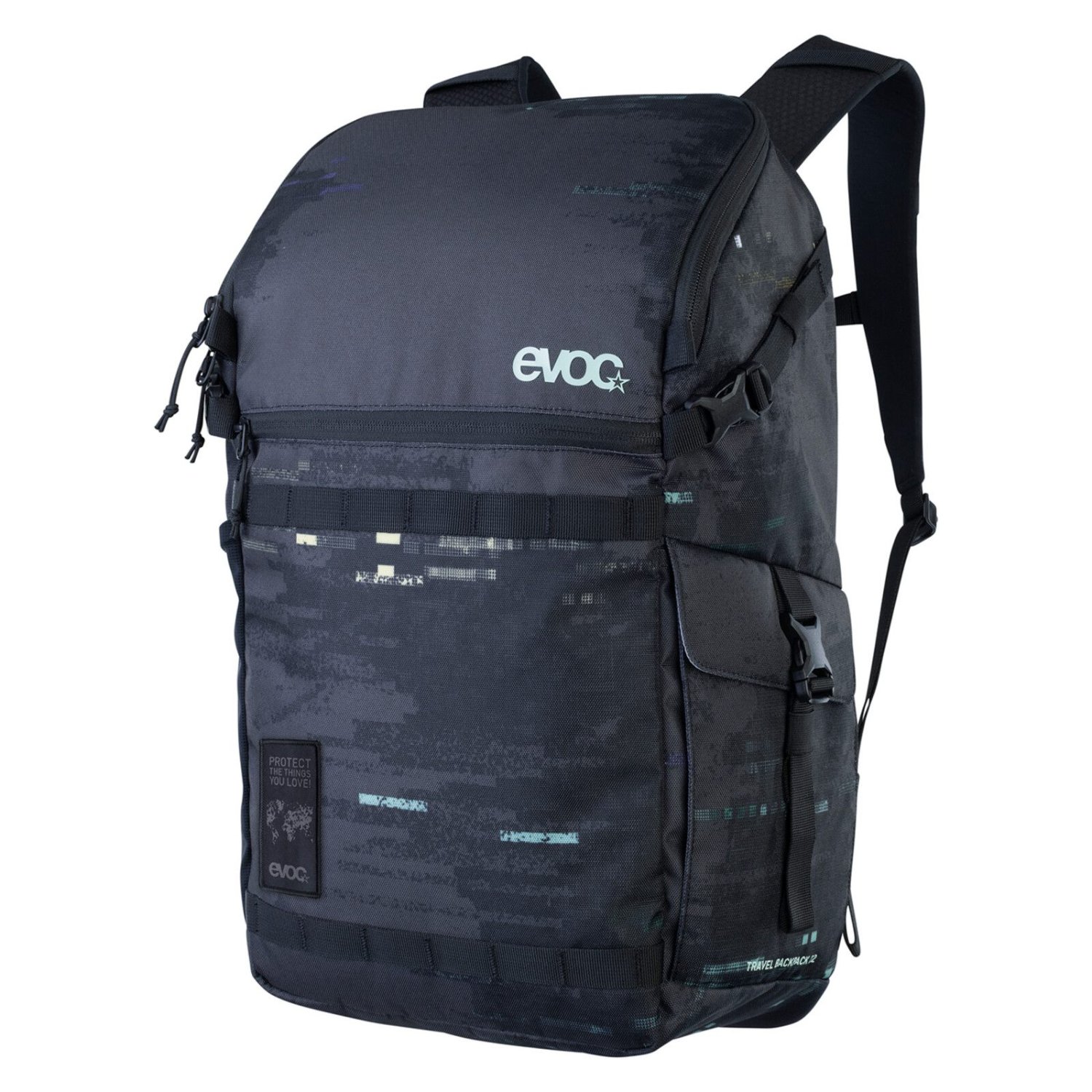Rucksack, Travel Backpack, Hazard pattern, Zip pockets, Adjustment straps