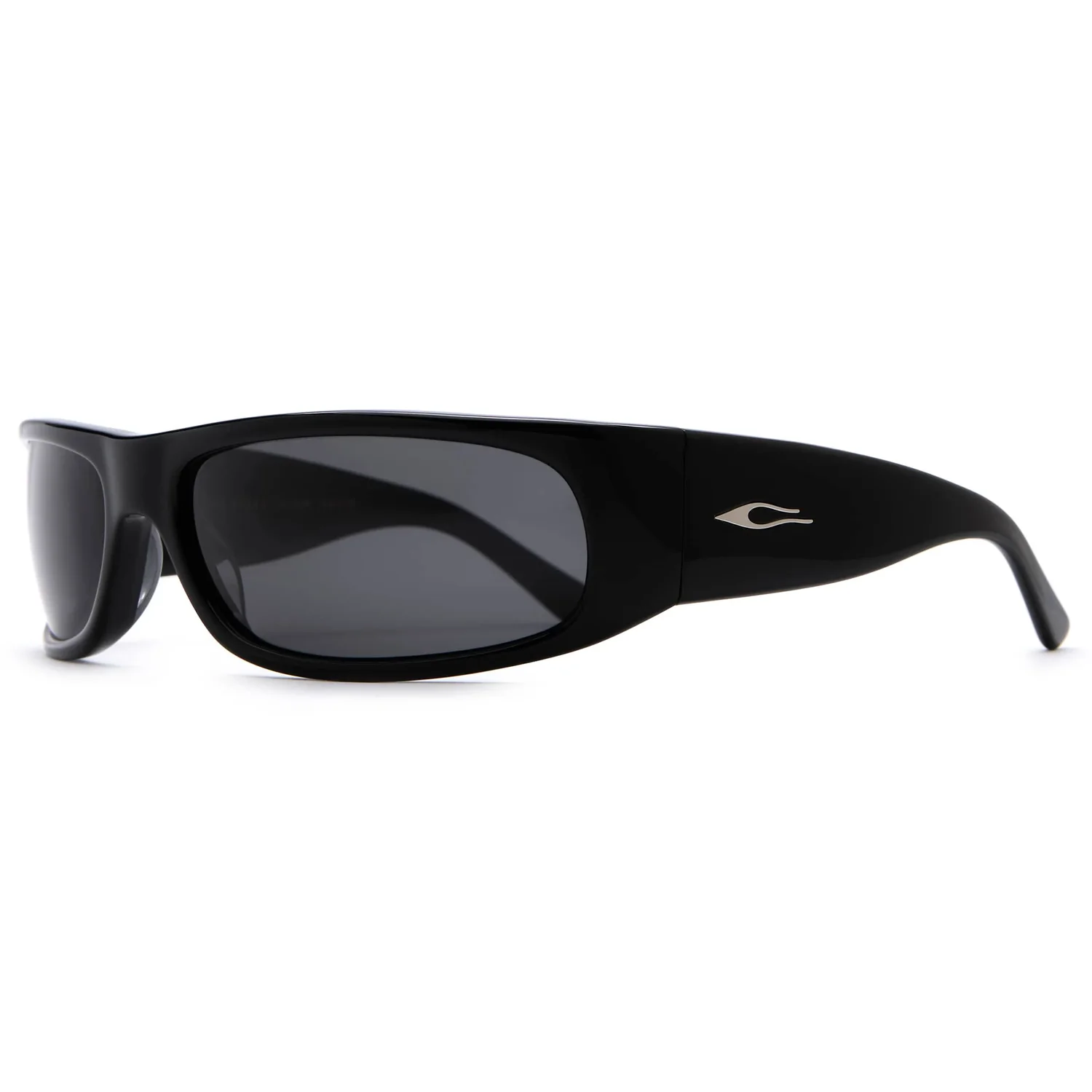 Sonnenbrille, schwarzer Kunststoffrahmen, dunkle Gläser, Vollrandfassung